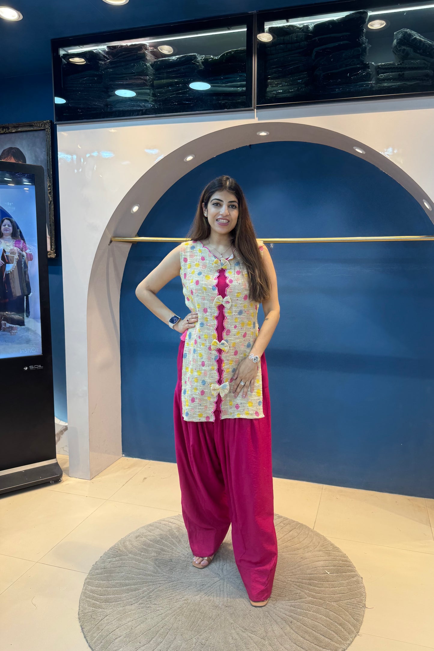 3pc Cotton Co-ord Set Paired With Farsi Salwar And With Inner