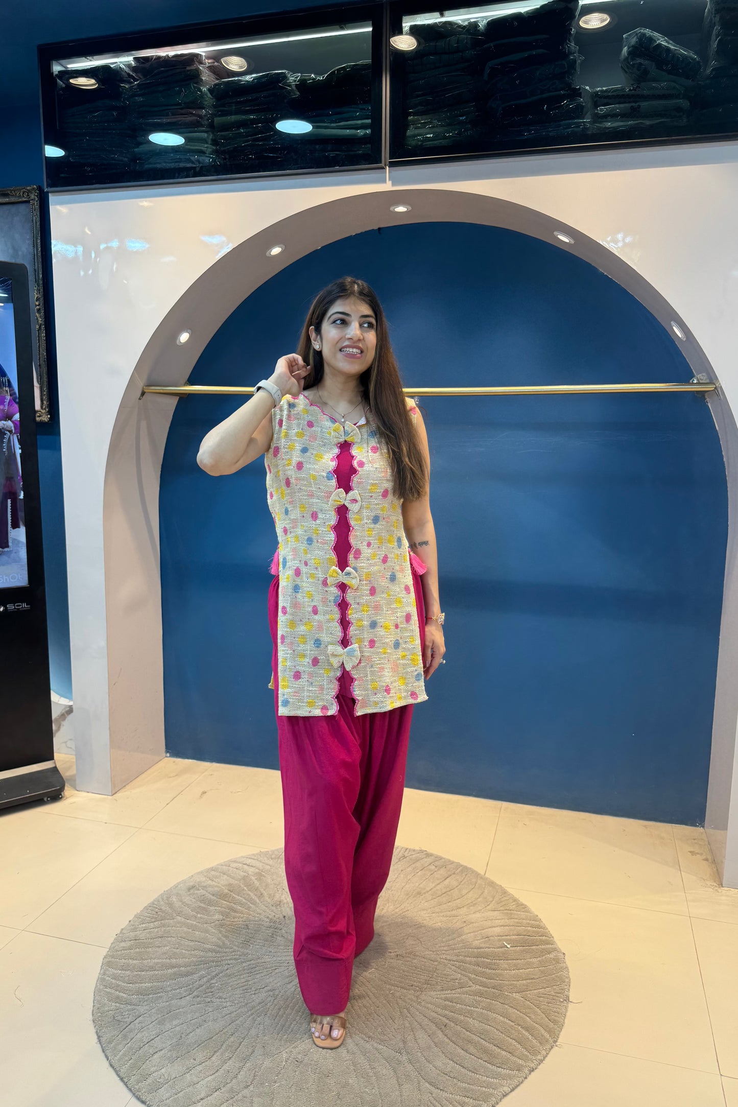 3pc Cotton Co-ord Set Paired With Farsi Salwar And With Inner