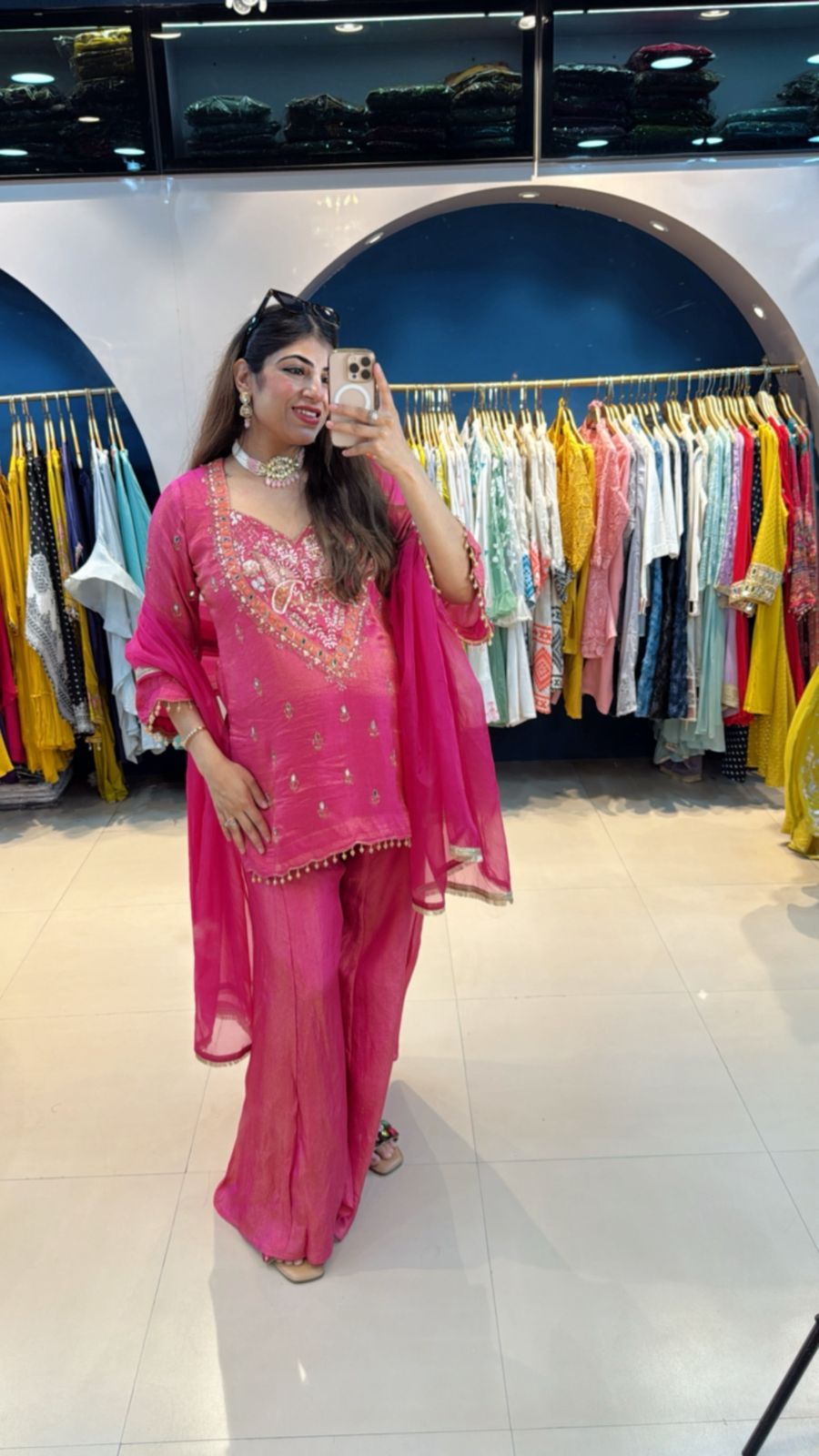 Shimmer Tissue 3 Pc Suit with Handwork & Kali Palazzo