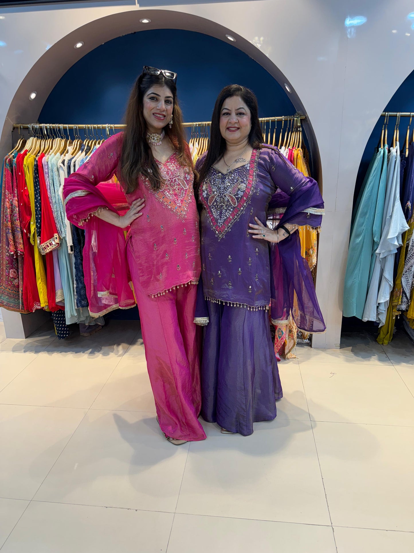Shimmer Tissue 3 Pc Suit with Handwork & Kali Palazzo