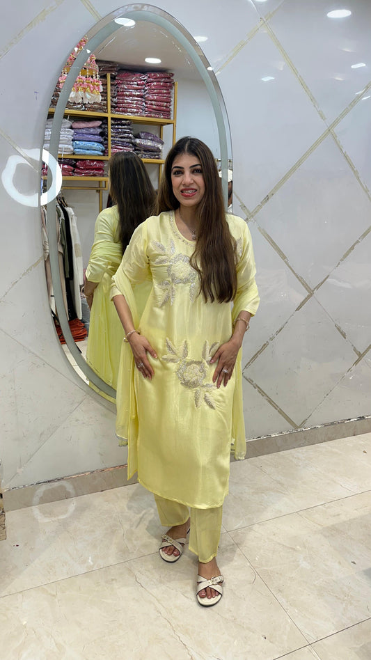 Glass tissue, 3pc partywear suit with all handwork design