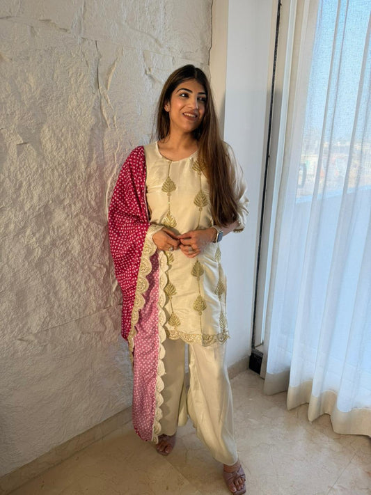 Glass tissue, 3pc set with bandhani print duppata