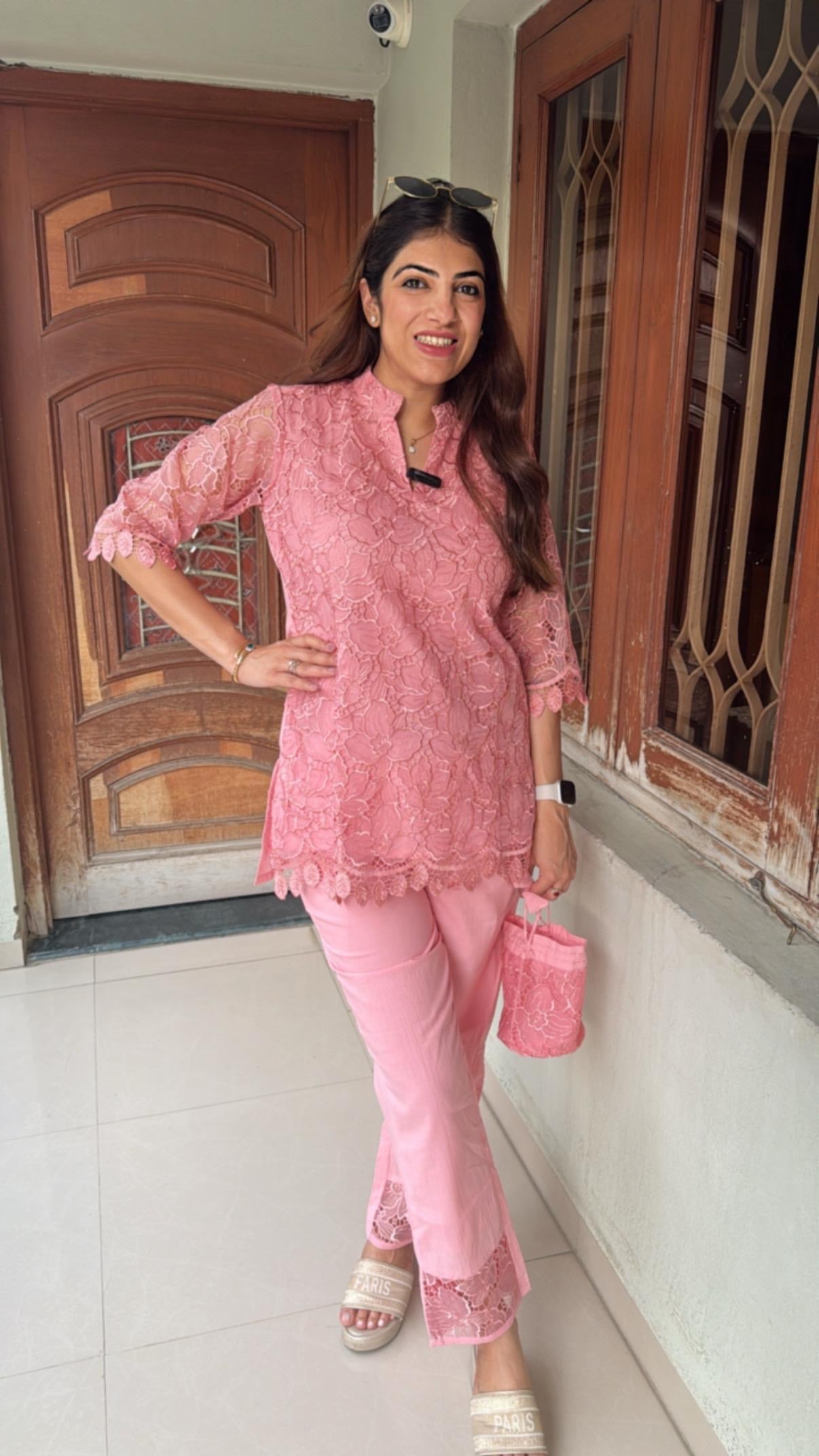 2pc Schiffli Co-ord Set With Potli