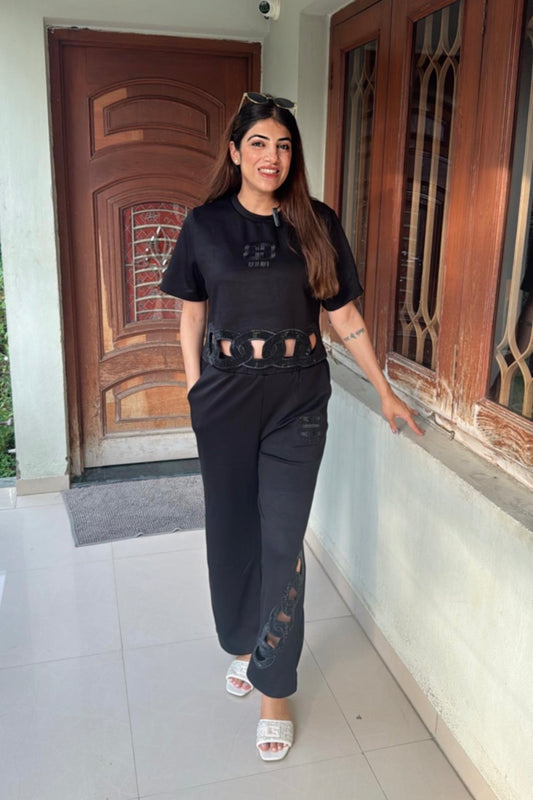 2pc Imported Cotton Co-ord Set Paired With Bell-Bottom Pants