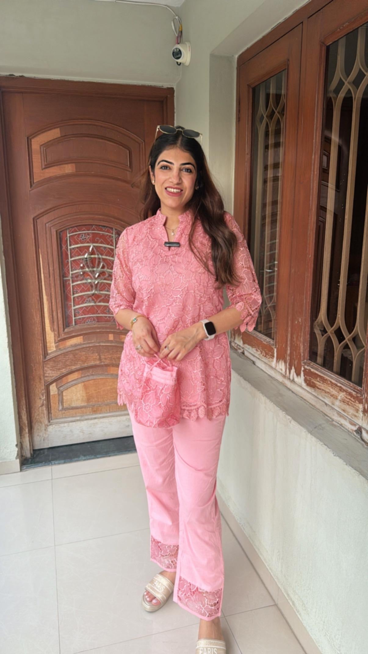 2pc Schiffli Co-ord Set With Potli