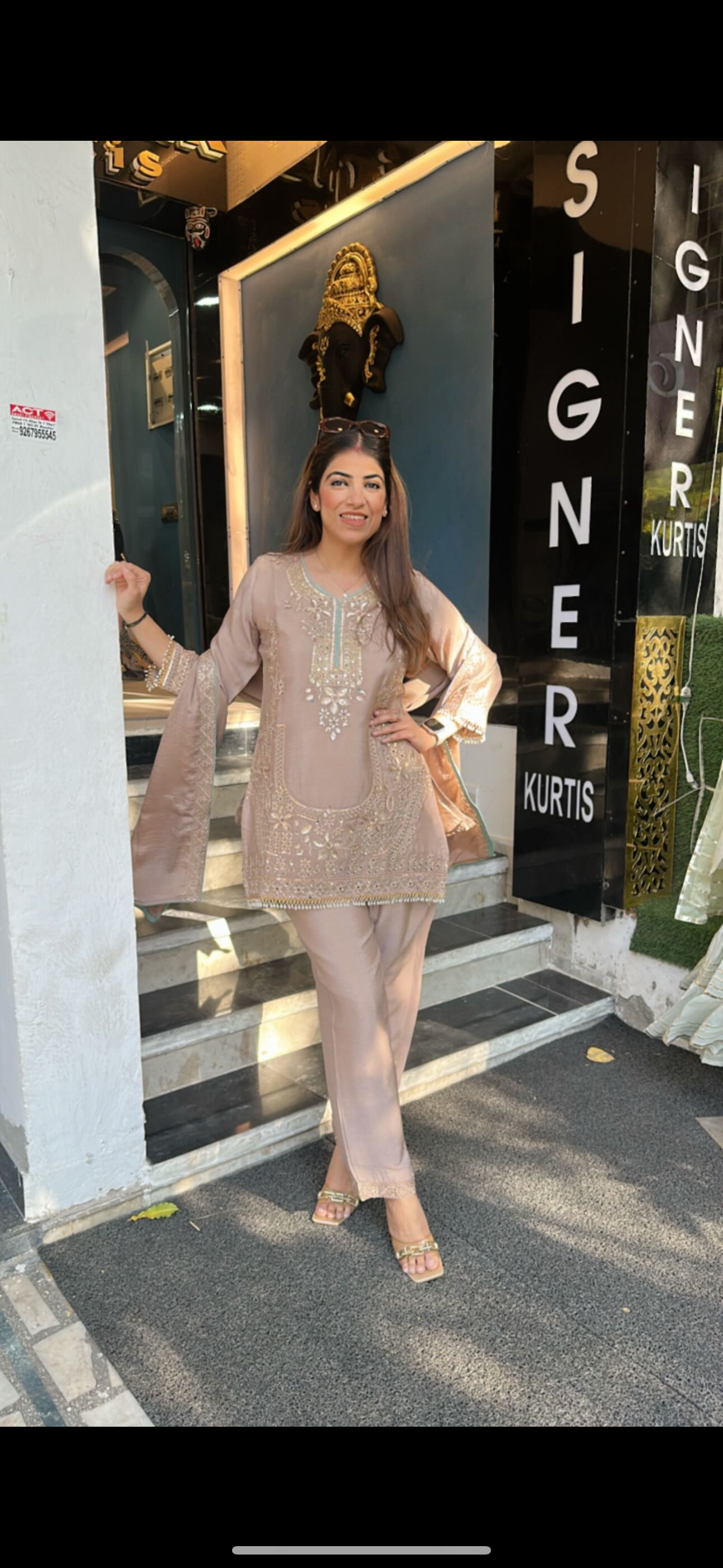 Chinon 3 pc suit with straight pants With dupatta