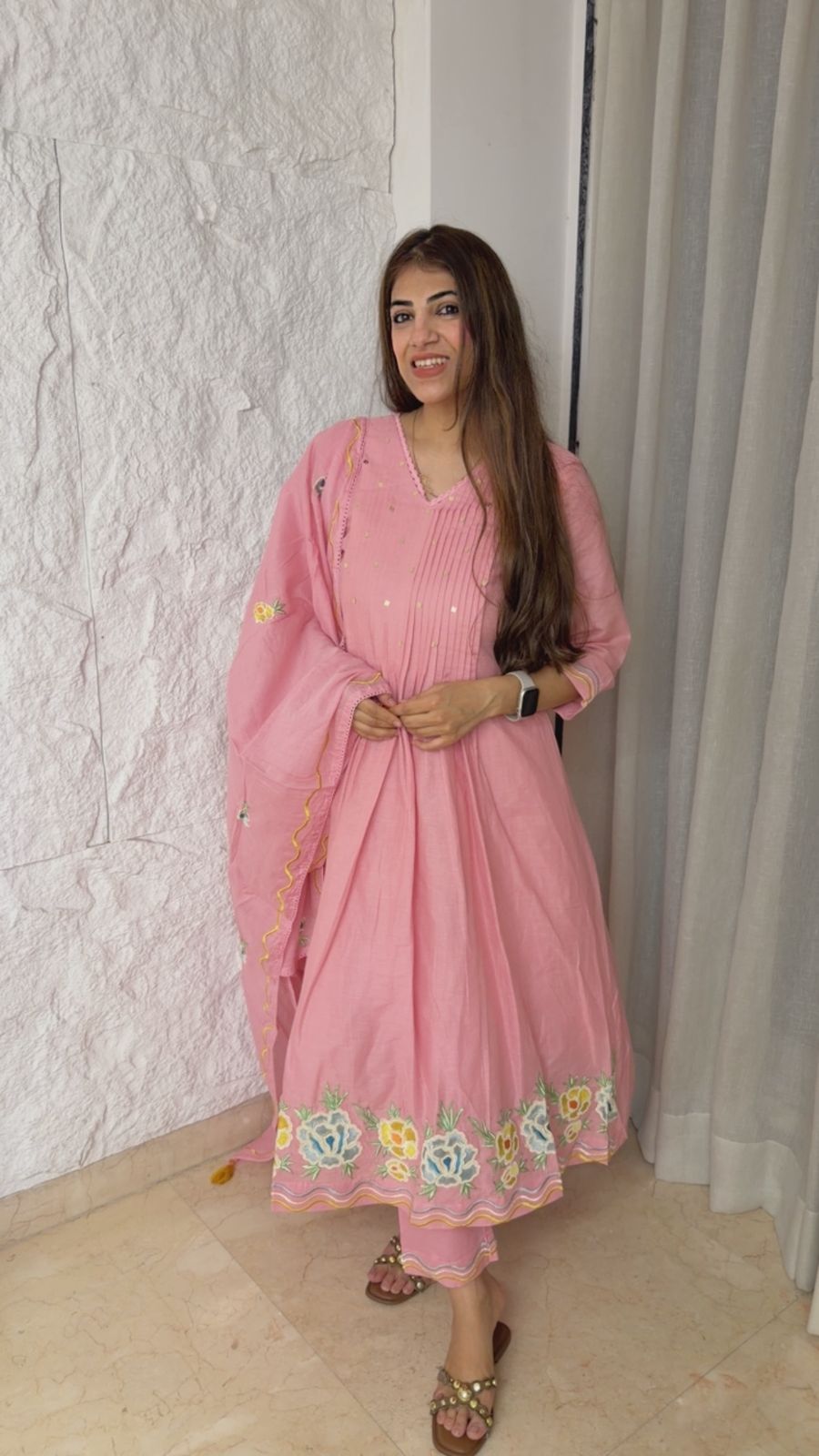 Cotton 3 pc suit with embroidery