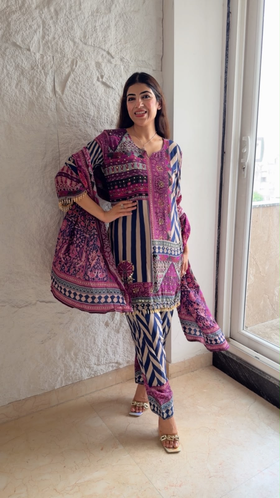 Crepe digital print 3pc farshi salwar set