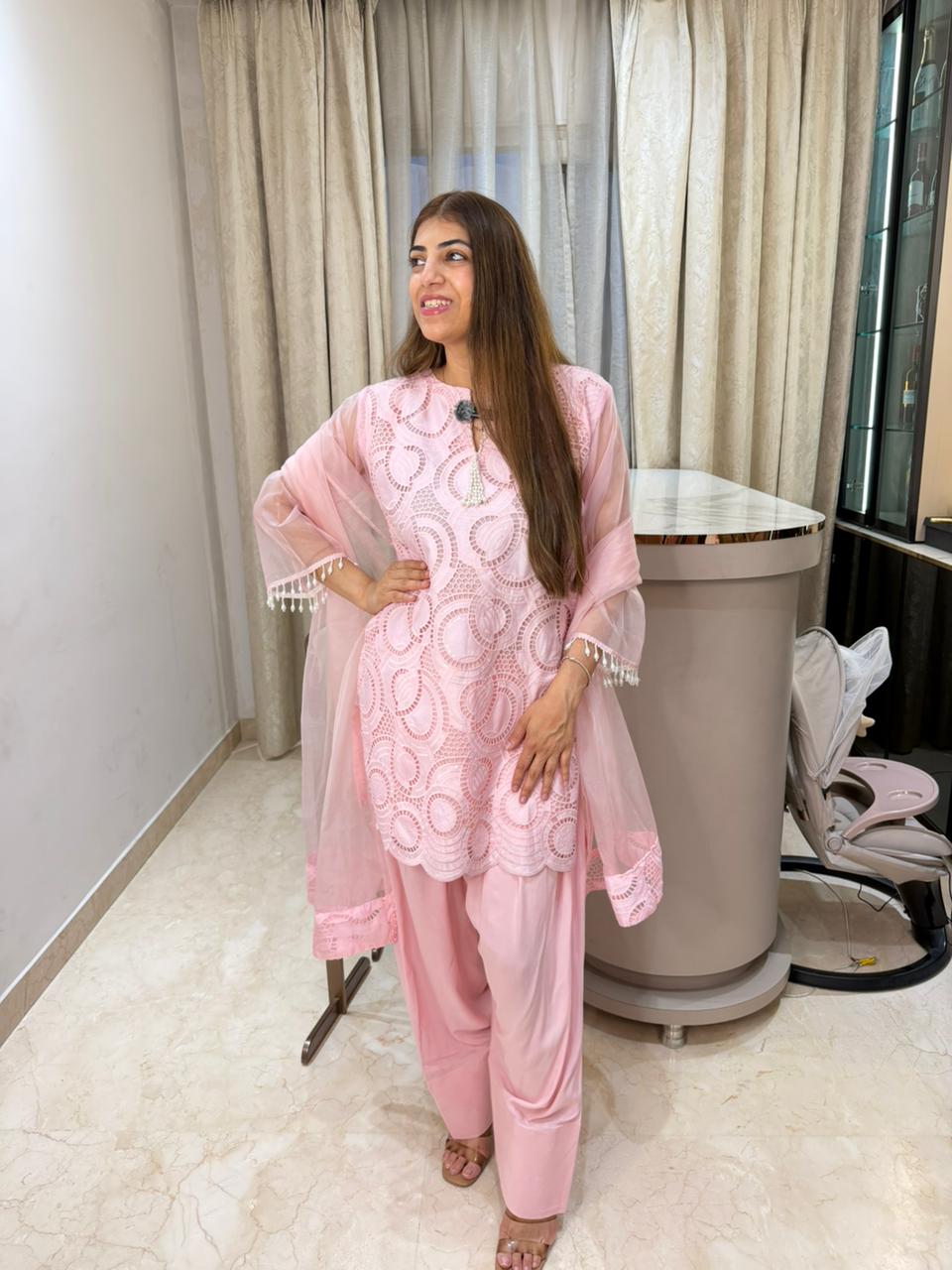 Imported shifli 3 pc  suit with farshi salwar
