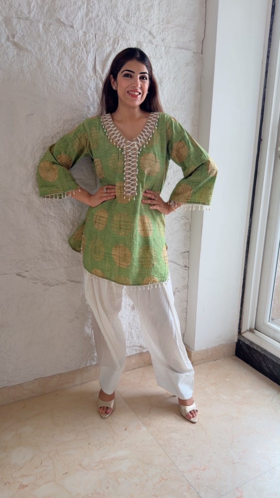 Pure cotton Two piece co-ord set with farshi salwar