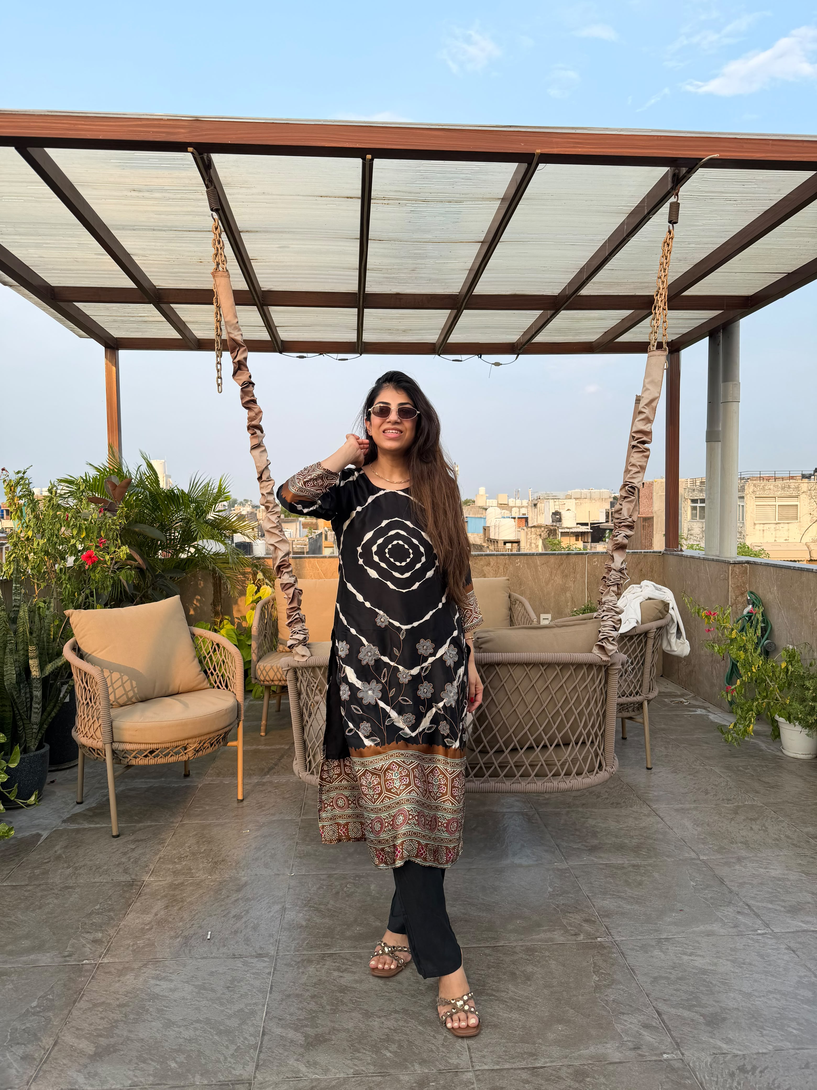 Gajji silk printed 2 pc set