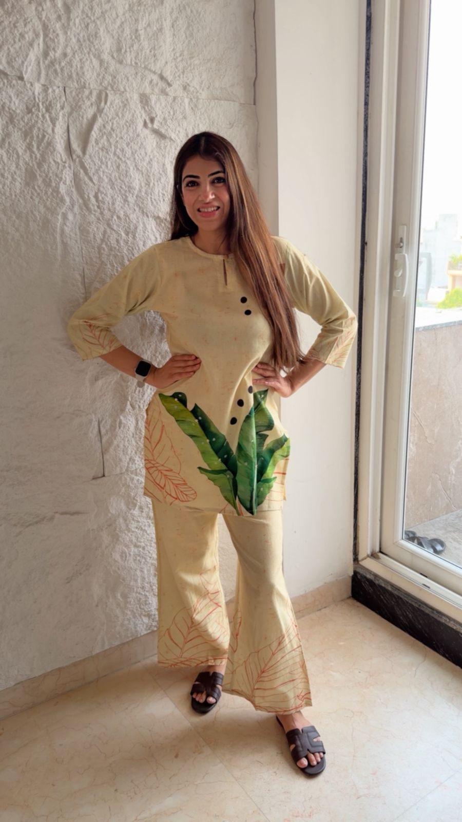 Digital cotton 2 pc co-ord set with bell bottoms