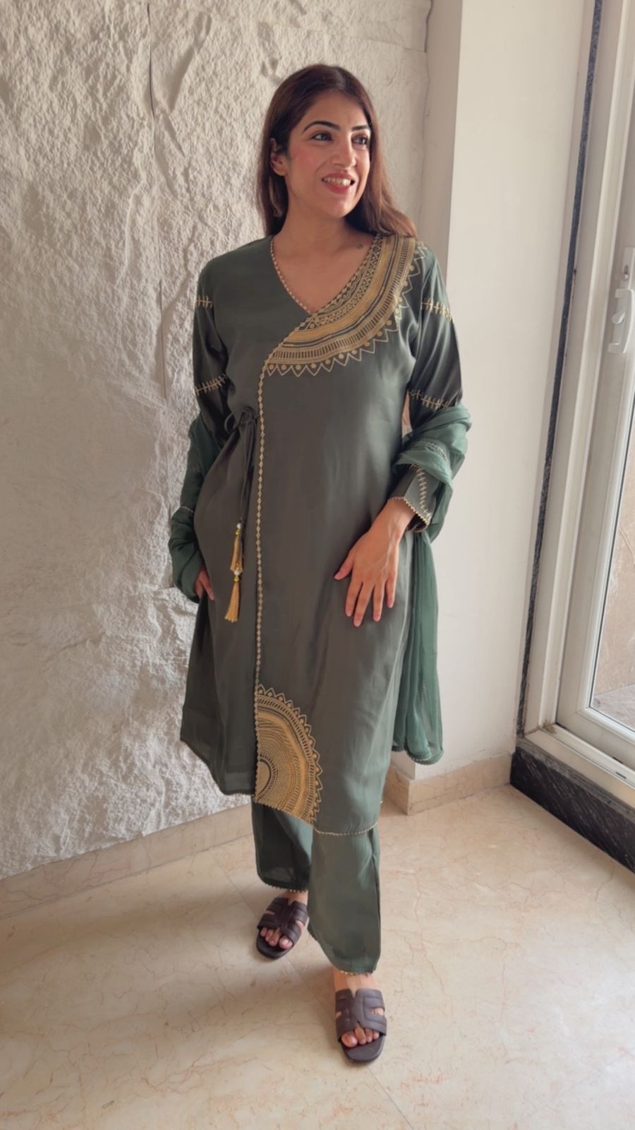 Zara cotton 3 pc set With angrakha style