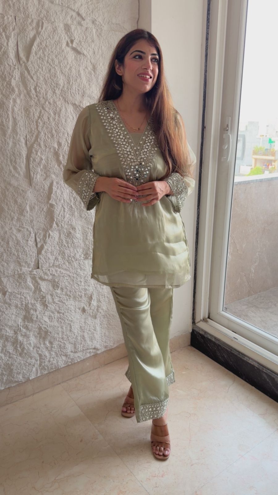 Jimmy choo 2 pc pakistani co-ord set with mirror work
