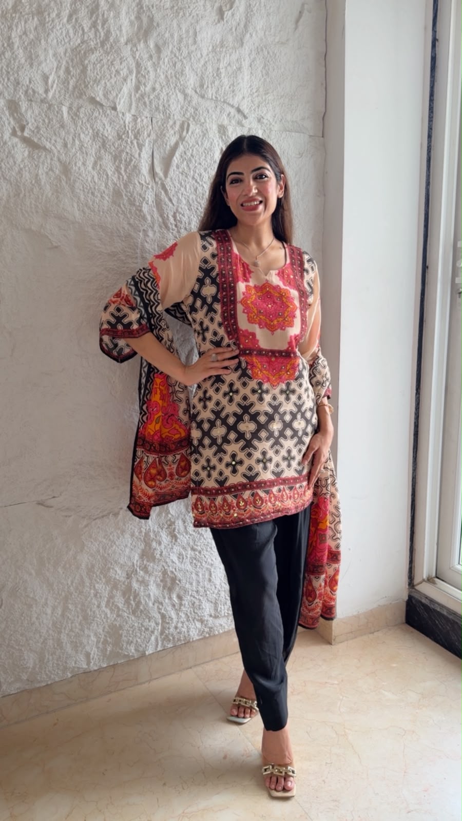 Crepe  digital farshi salwar set & dupatta