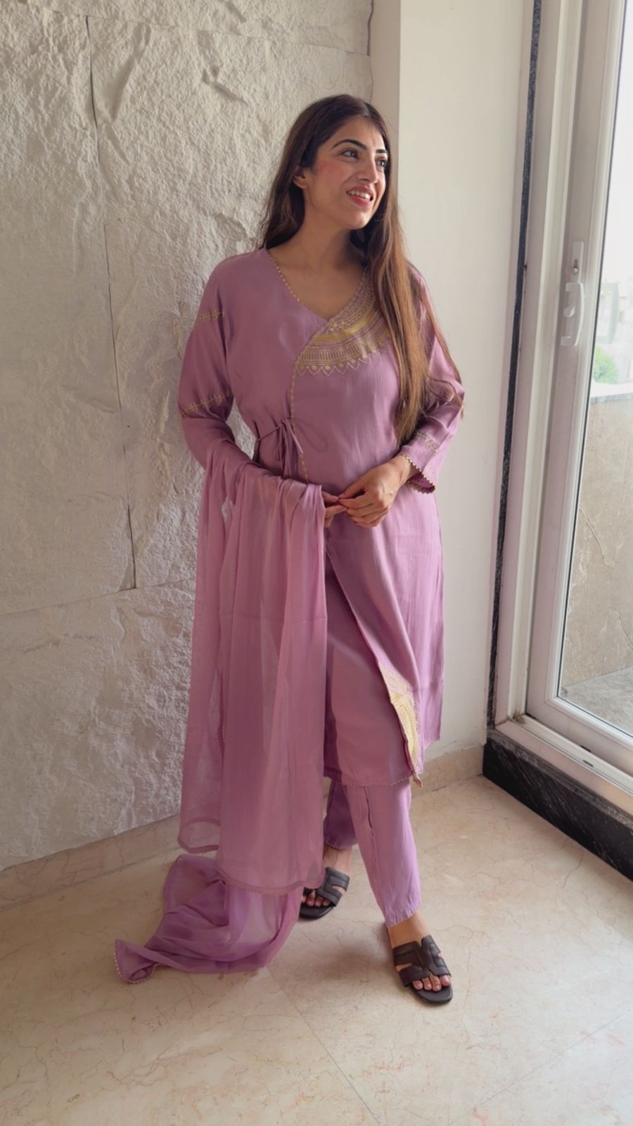 Zara cotton 3 pc set With angrakha style