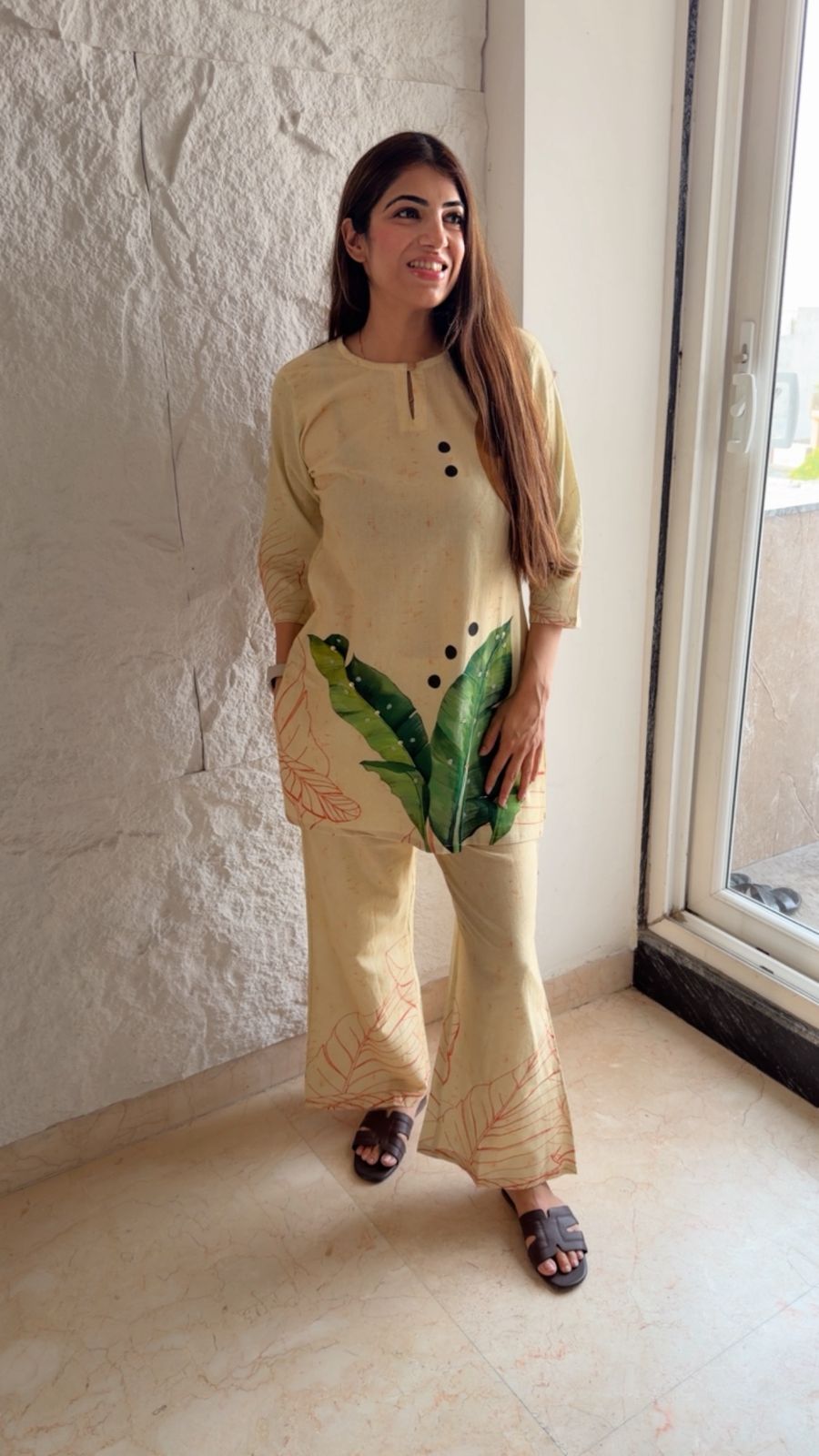 Digital cotton 2 pc co-ord set with bell bottoms