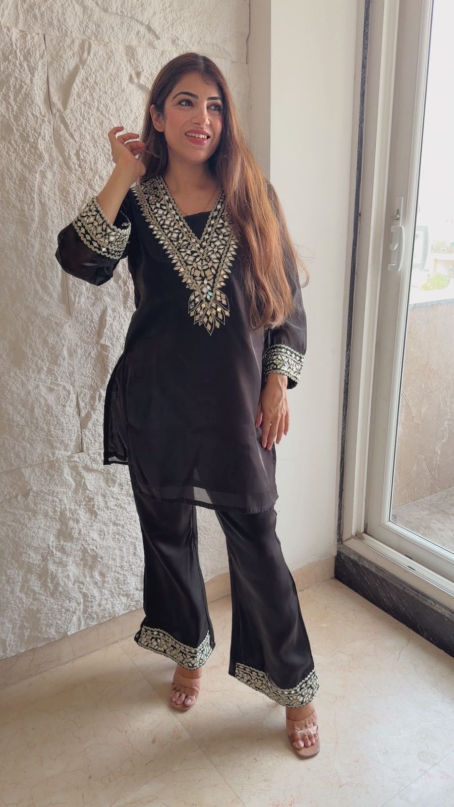 Jimmy choo 2 pc pakistani co-ord set with mirror work