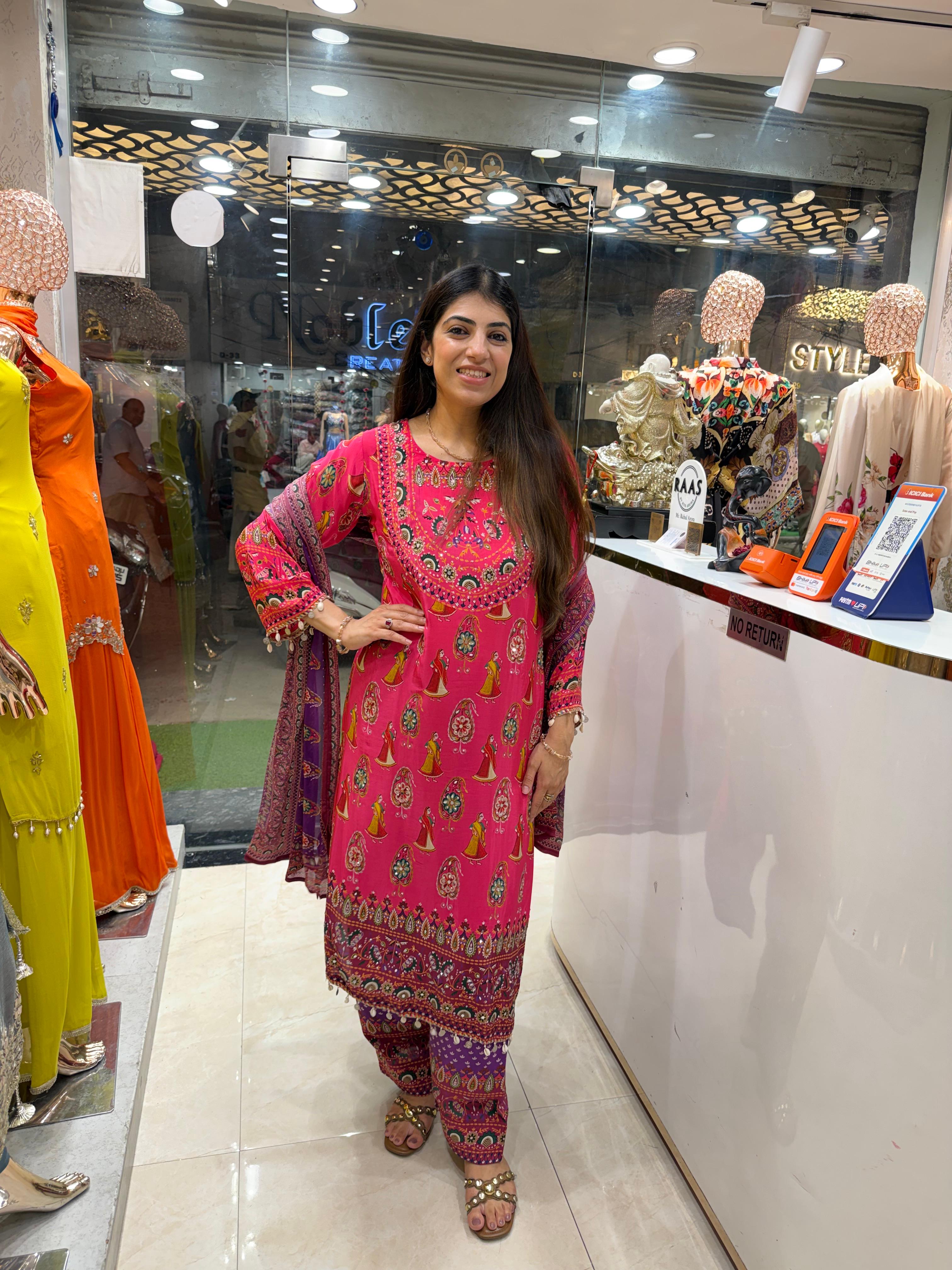Pure digital crepe 3,peice suit & Chinon dupatta