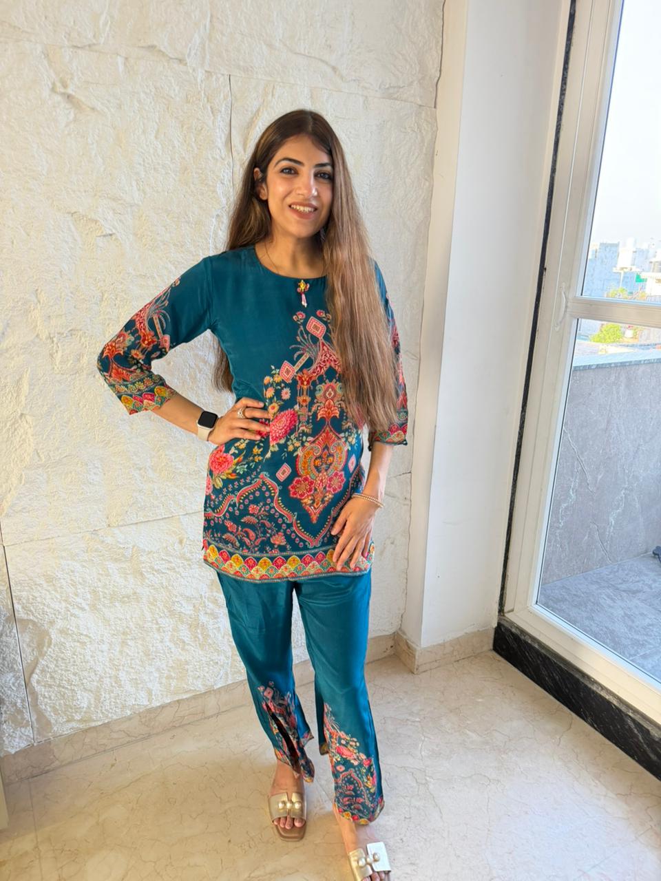 Summer friendly pure digital crepe co-ord