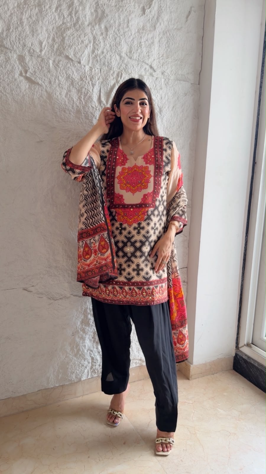 Crepe  digital farshi salwar set & dupatta