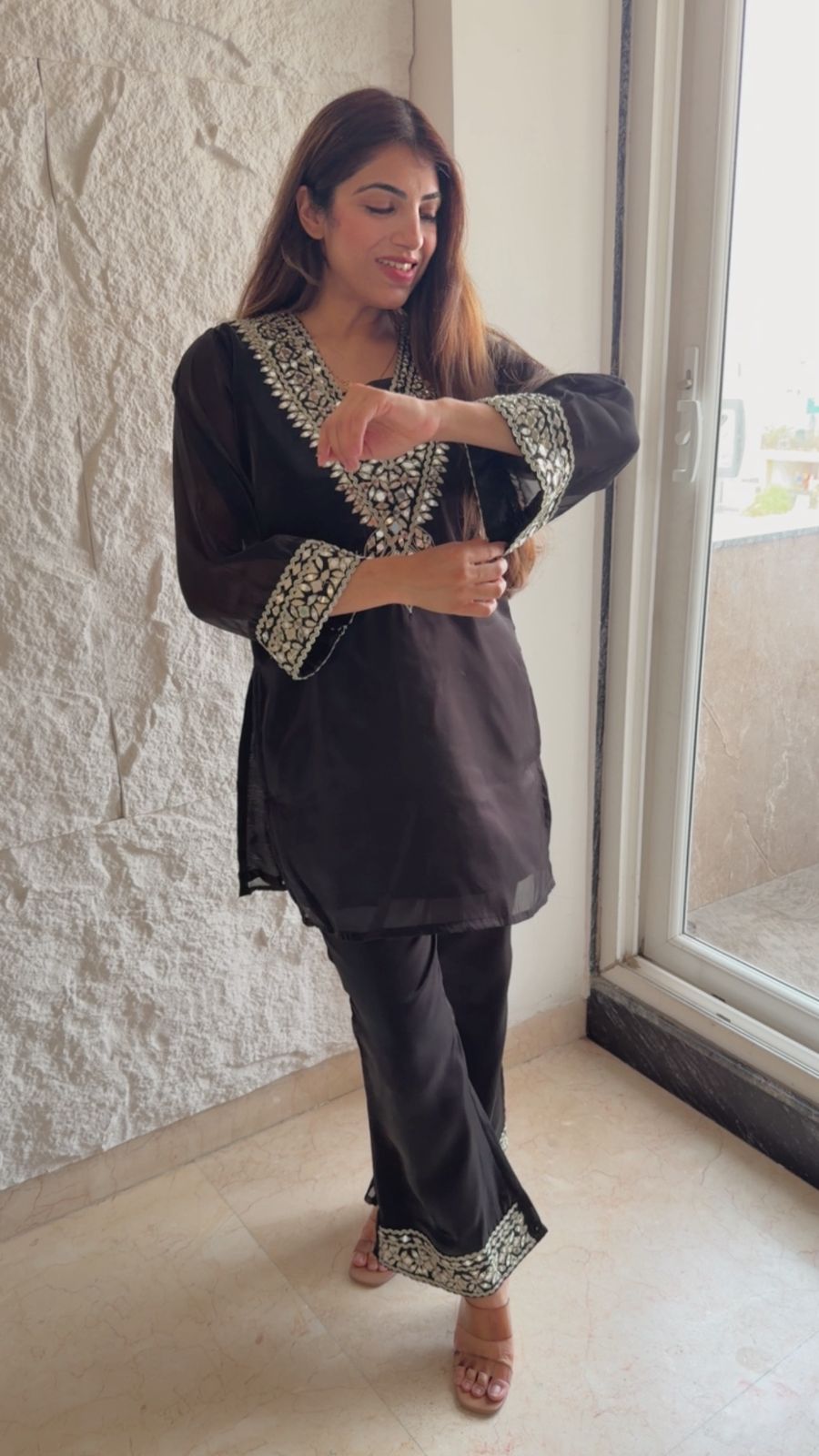 Jimmy choo 2 pc pakistani co-ord set with mirror work