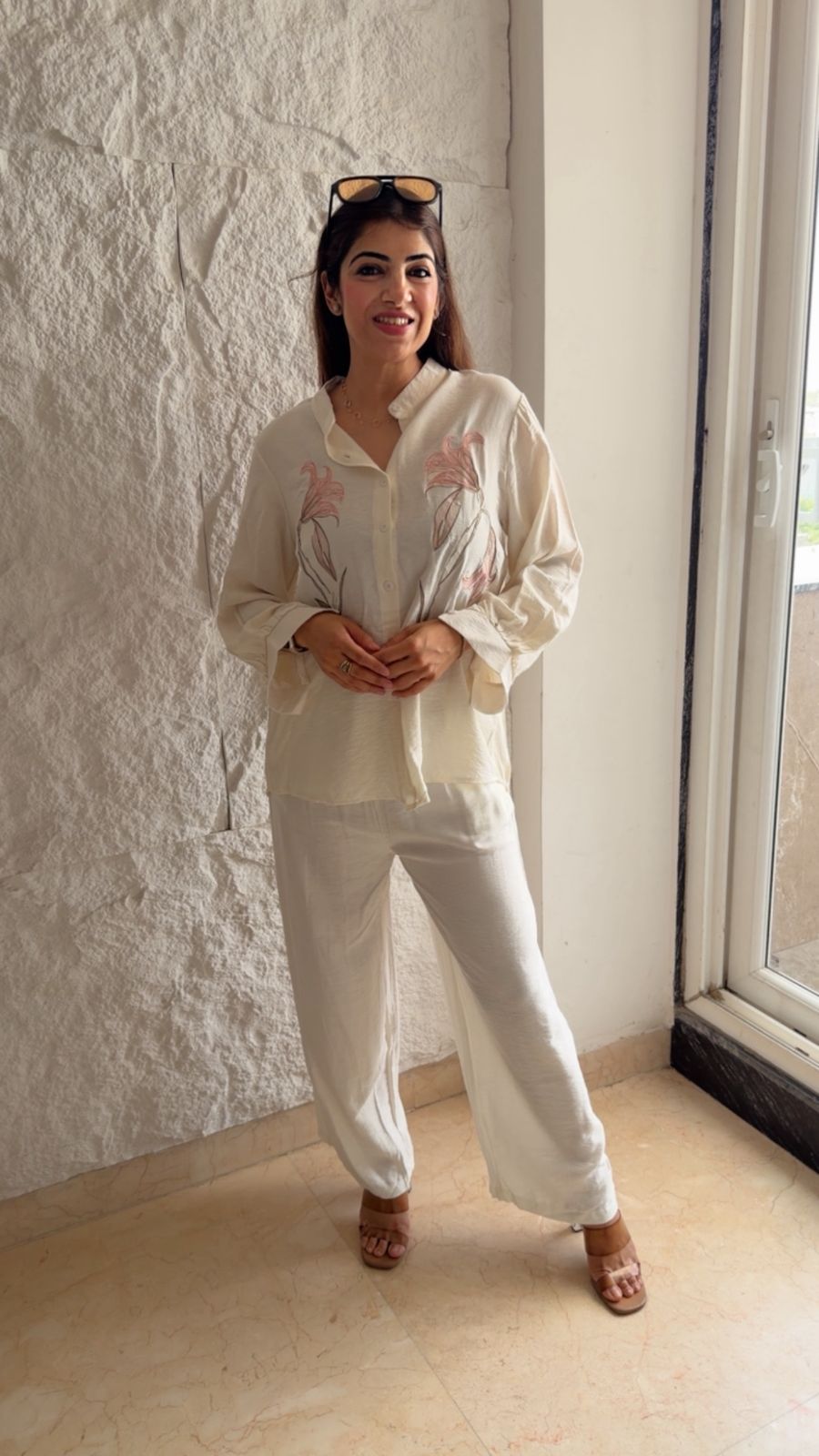 Linen cotton 2 pc embroidered co-ord set (can fit upto xxl)