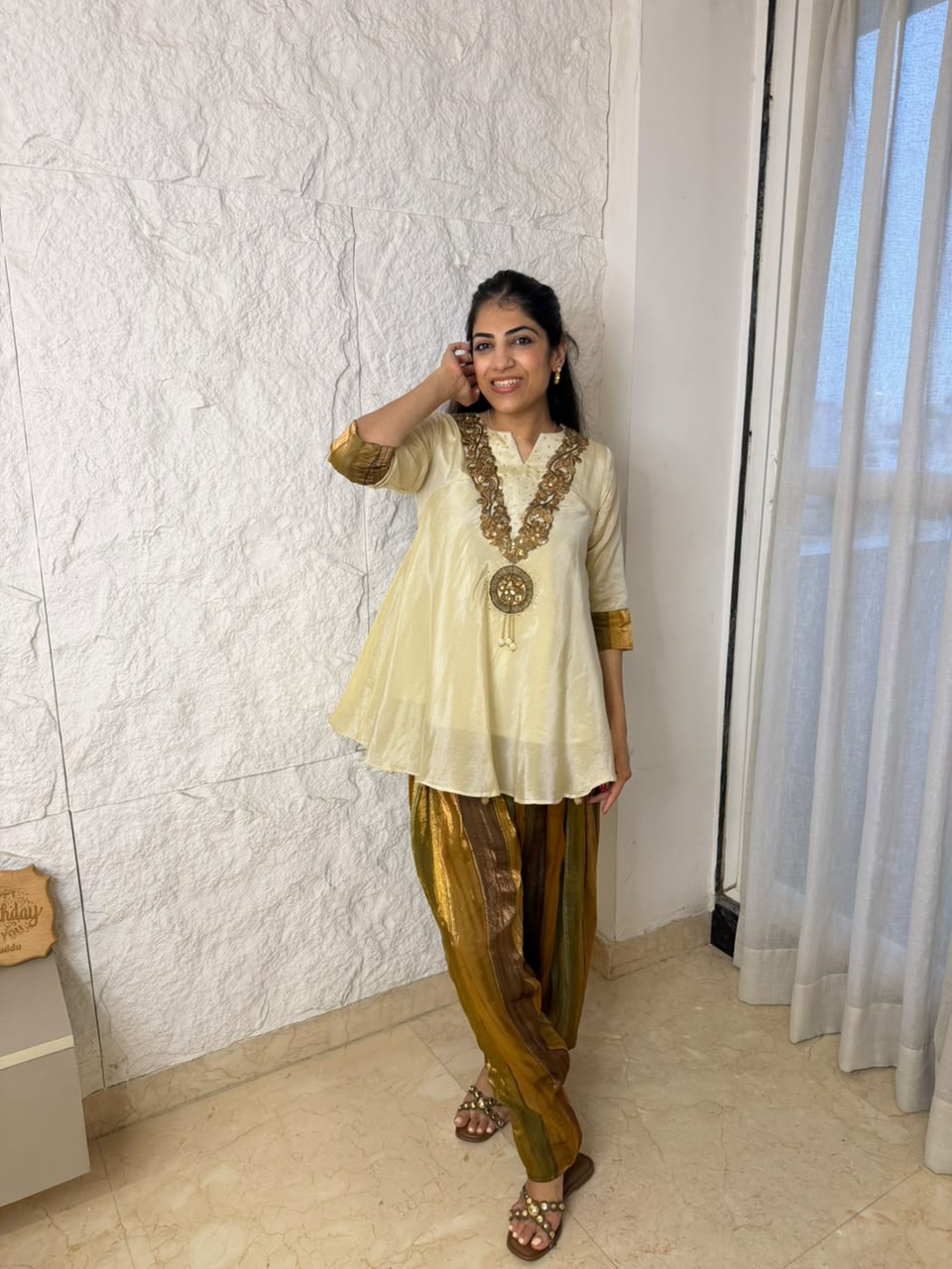 Cosmo fabric peplum 2,pc farshi salwar in contrast