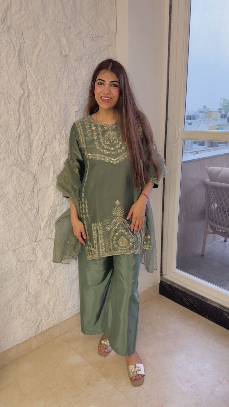 Tissue 3 pc suit with organza dupatta