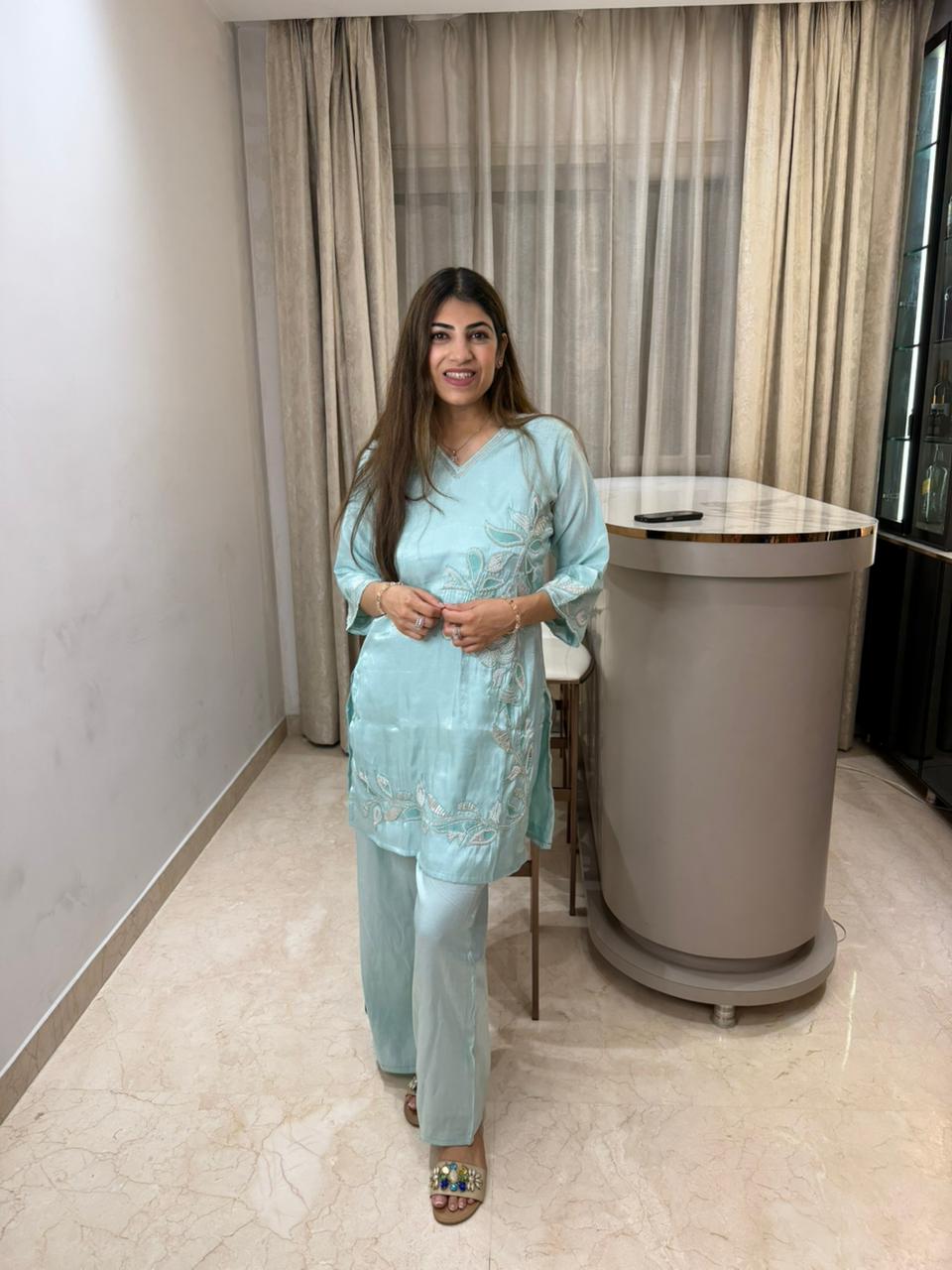 Glass tissue handwork 2 pc co-ord set