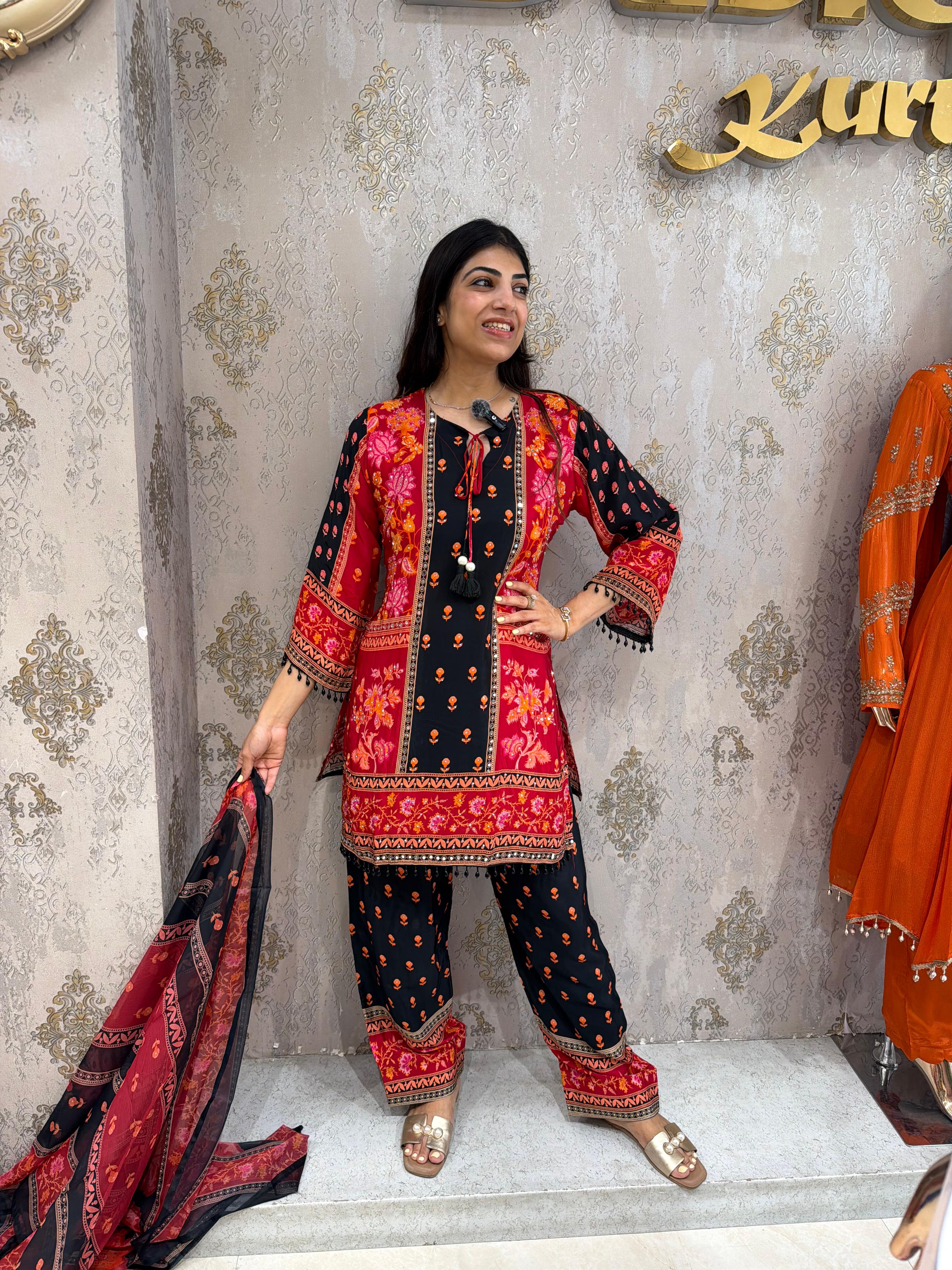 Crepe digital print plazo set & dupatta