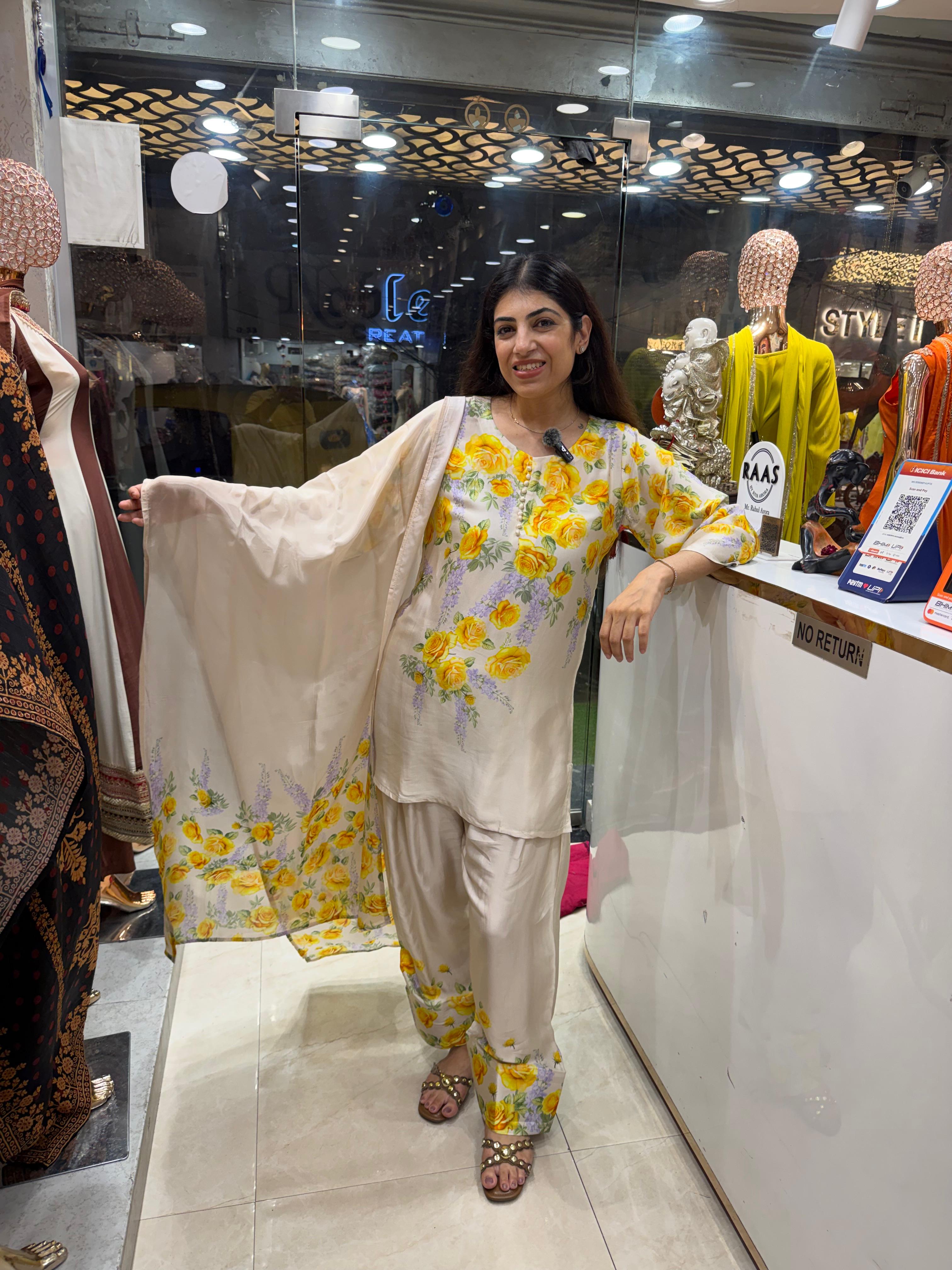 Armani crepe digital print farshi salwar suit