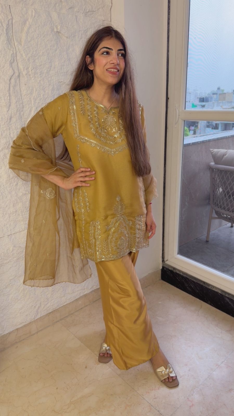 Tissue 3 pc suit with organza dupatta