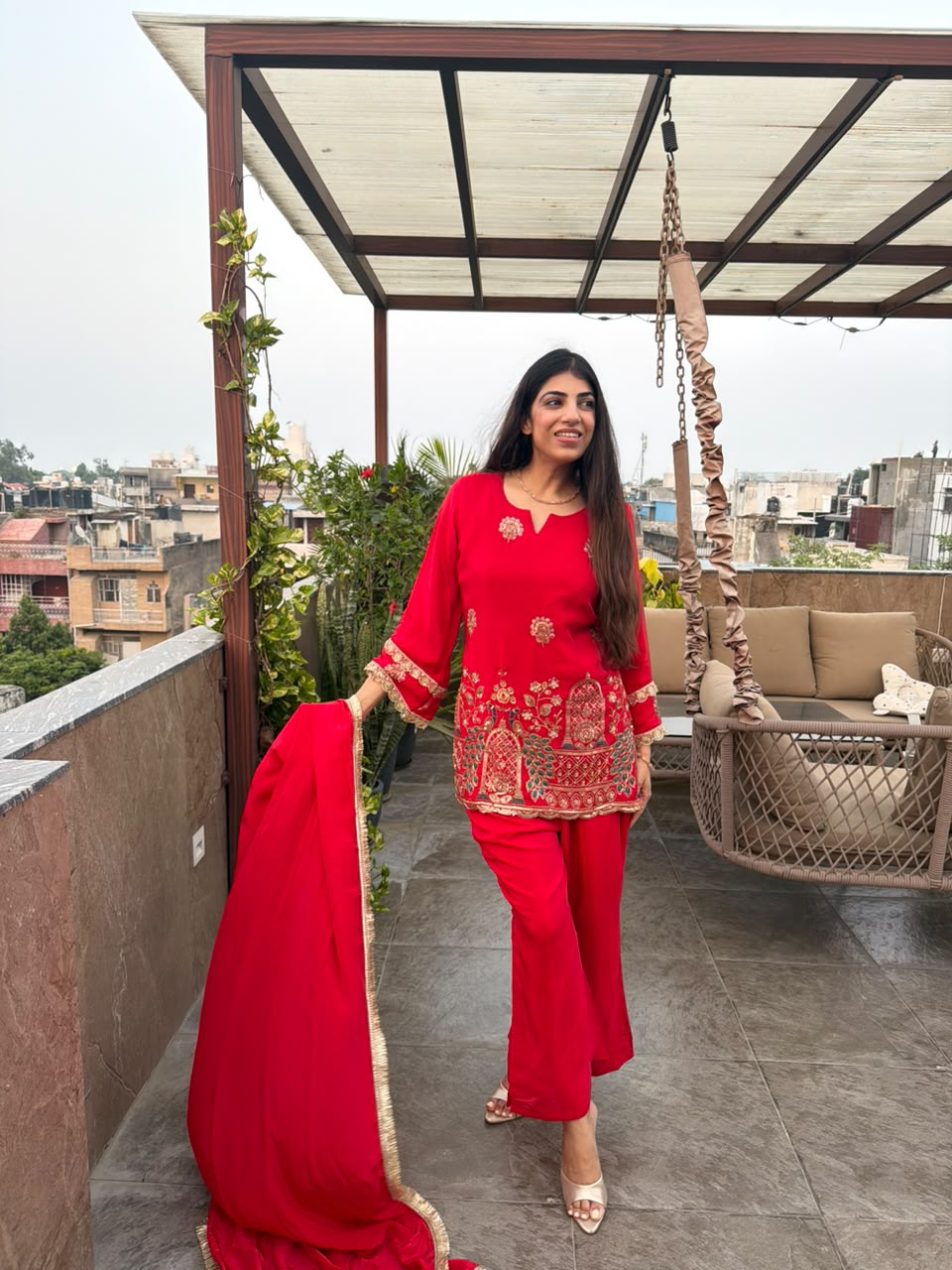 Karwa special, bell bottom 3pc,set all handwork