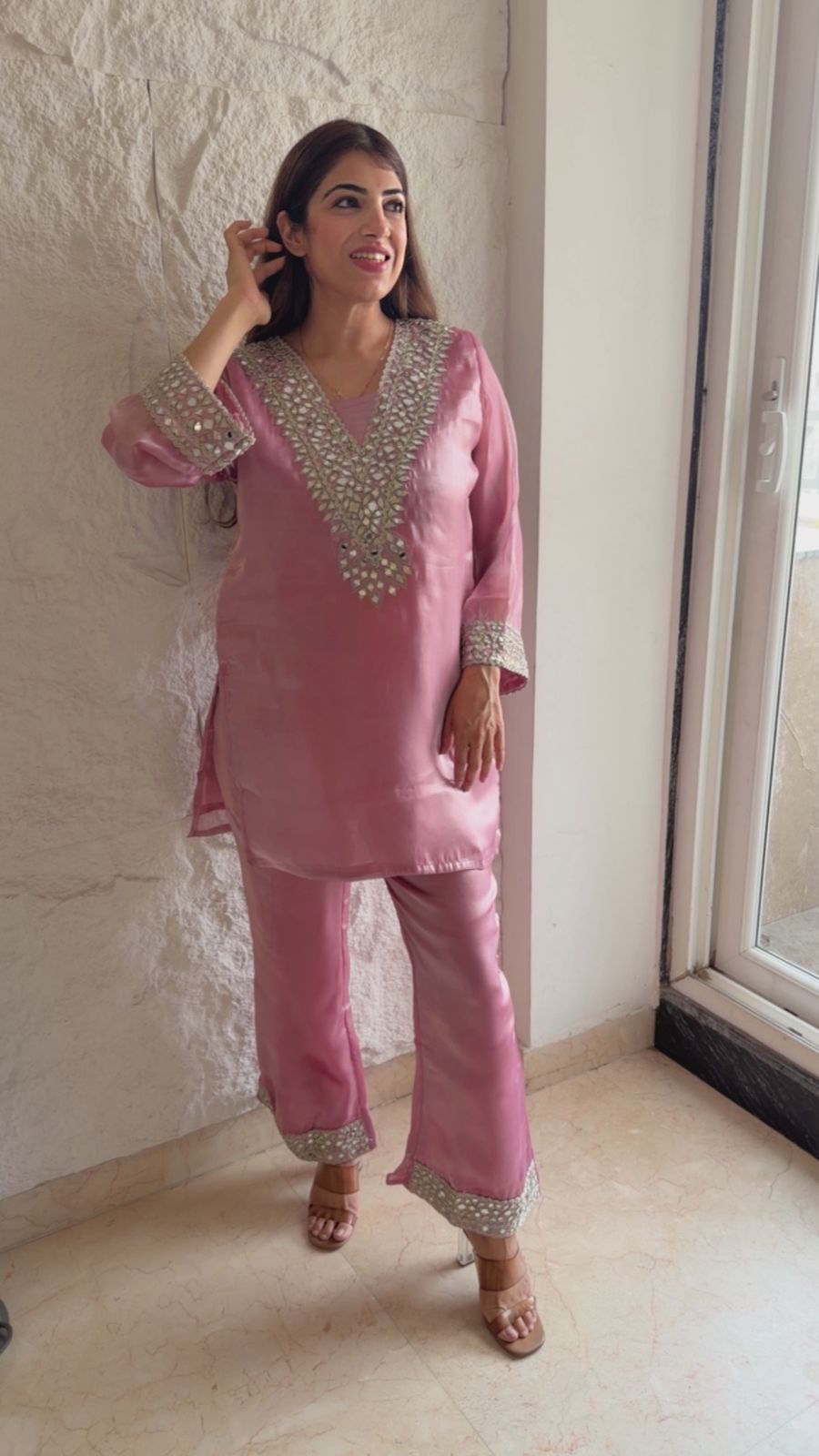 Jimmy choo 2 pc pakistani co-ord set with mirror work