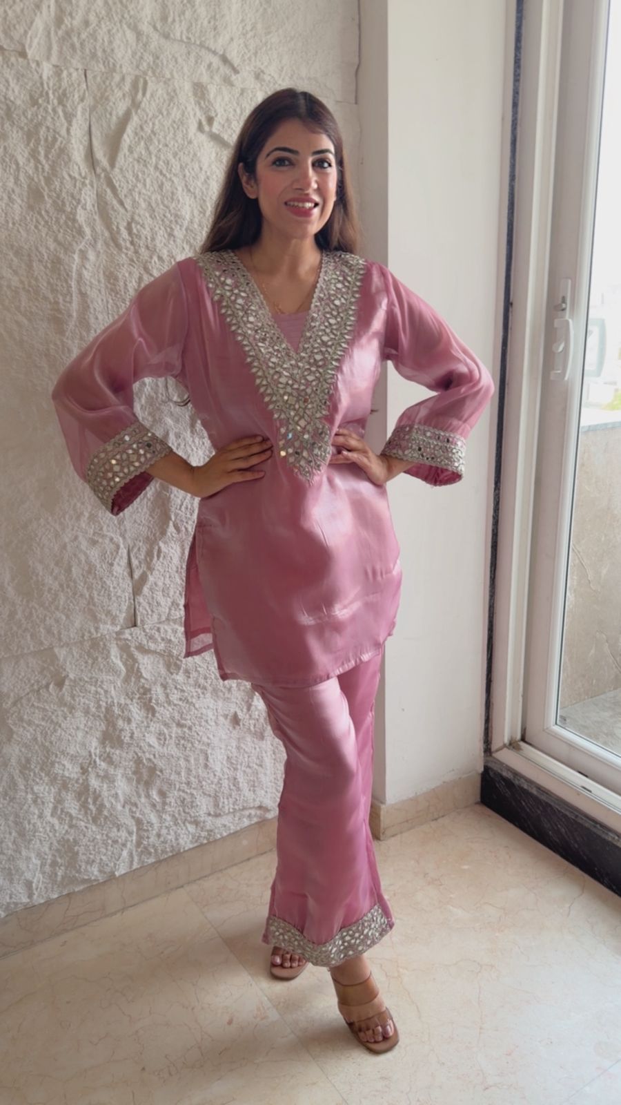 Jimmy choo 2 pc pakistani co-ord set with mirror work