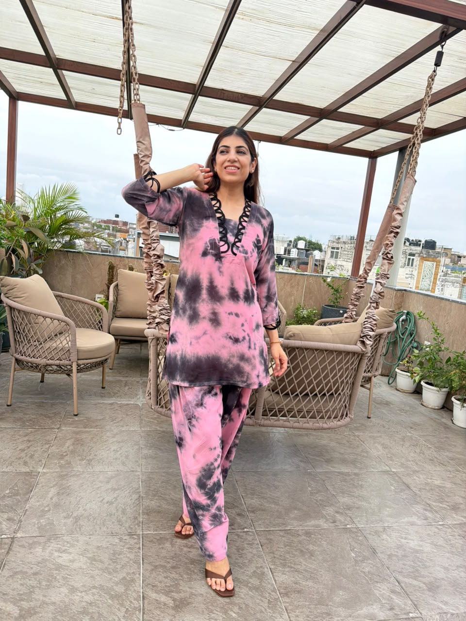 Georgette Tie and dye Two piece co-ord set