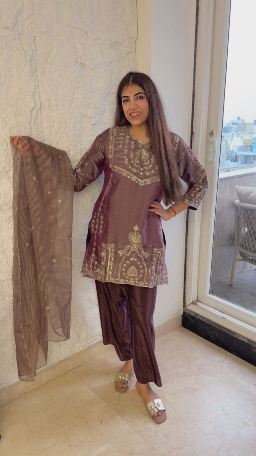 Tissue 3 pc suit with organza dupatta