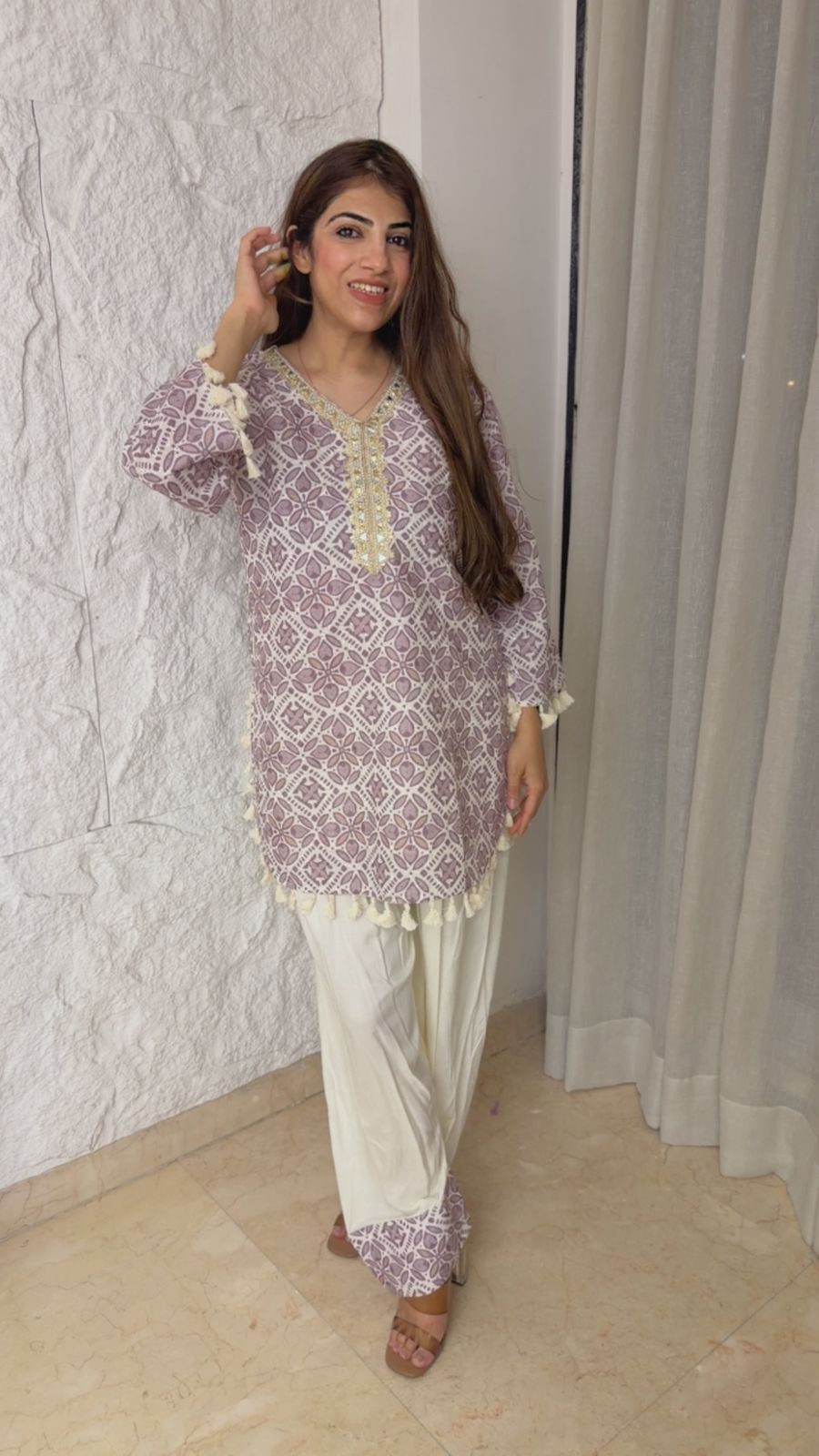 Cotton farshi 2 pc set with bell sleeves