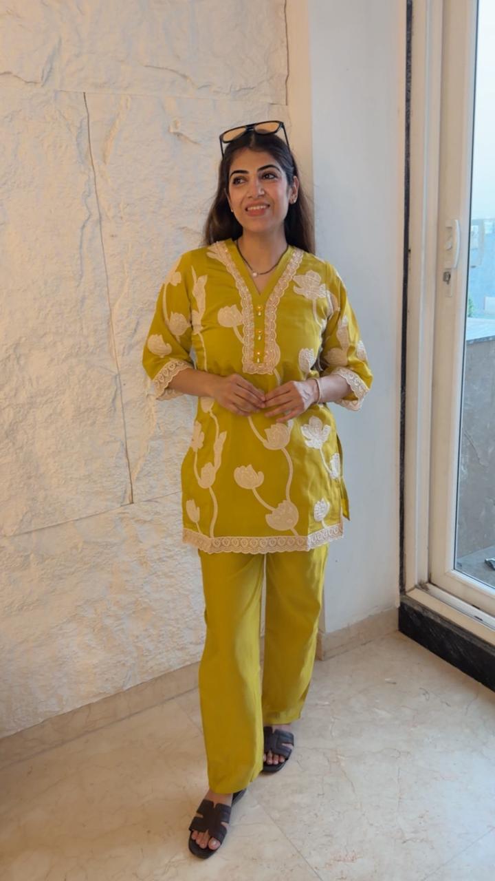 Pakistani embroidered 2 pc co-ord set paired with straight pants