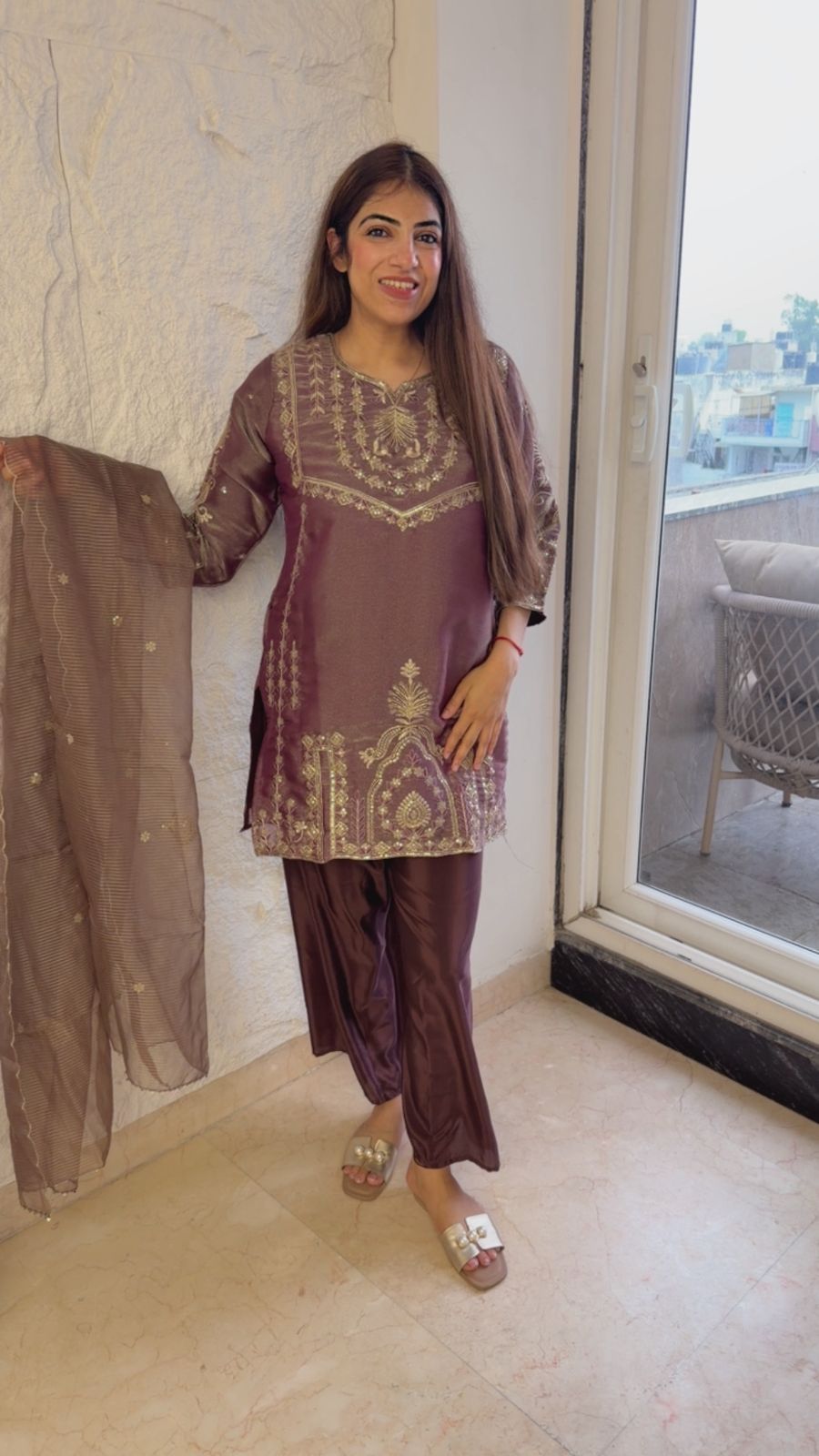 Tissue 3 pc suit with organza dupatta