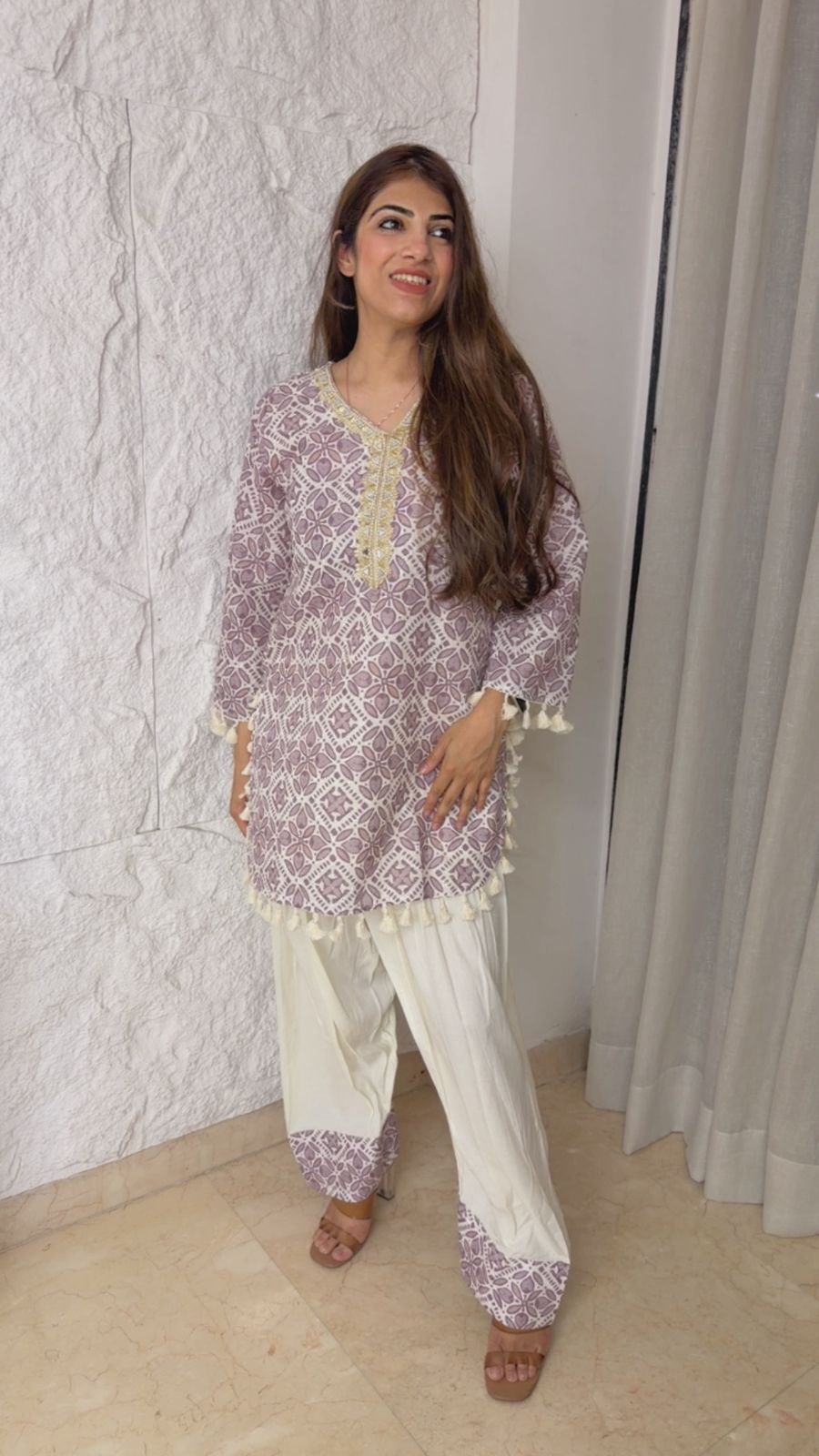 Cotton farshi 2 pc set with bell sleeves