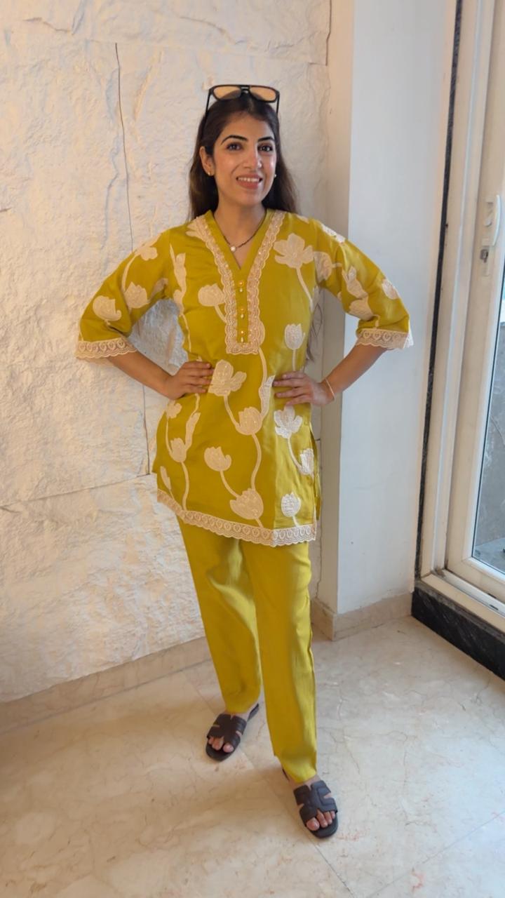Pakistani embroidered 2 pc co-ord set paired with straight pants
