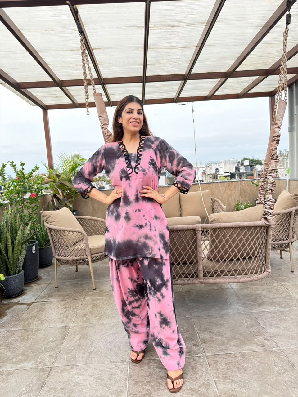 Georgette Tie and dye Two piece co-ord set