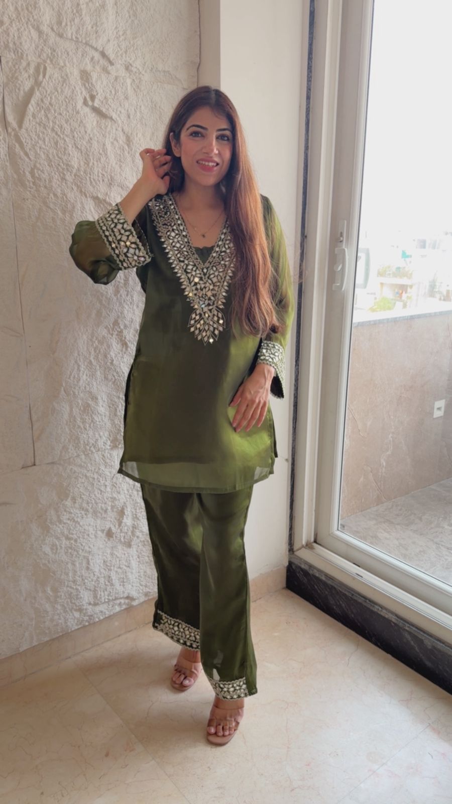 Jimmy choo 2 pc pakistani co-ord set with mirror work