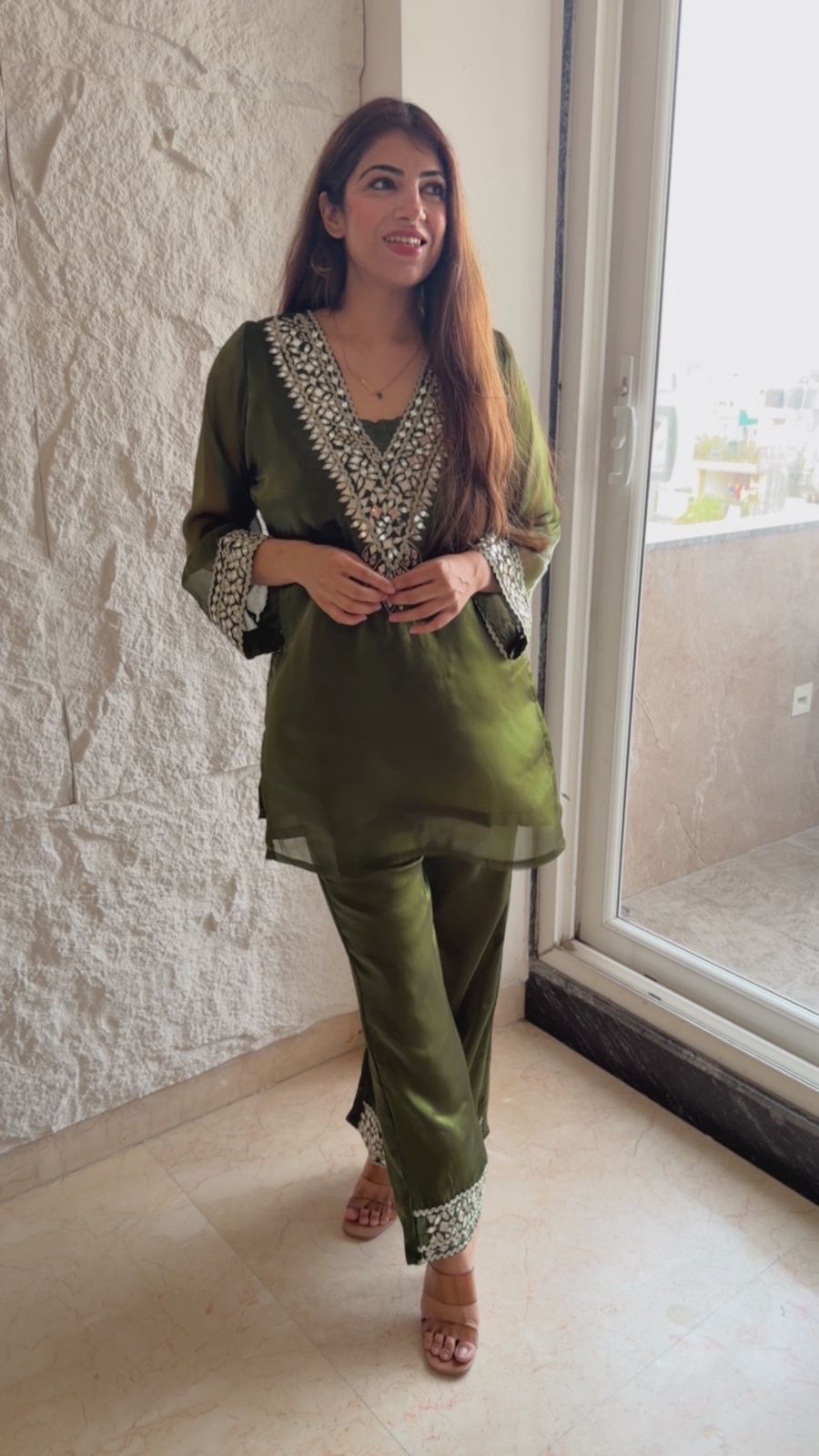 Jimmy choo 2 pc pakistani co-ord set with mirror work