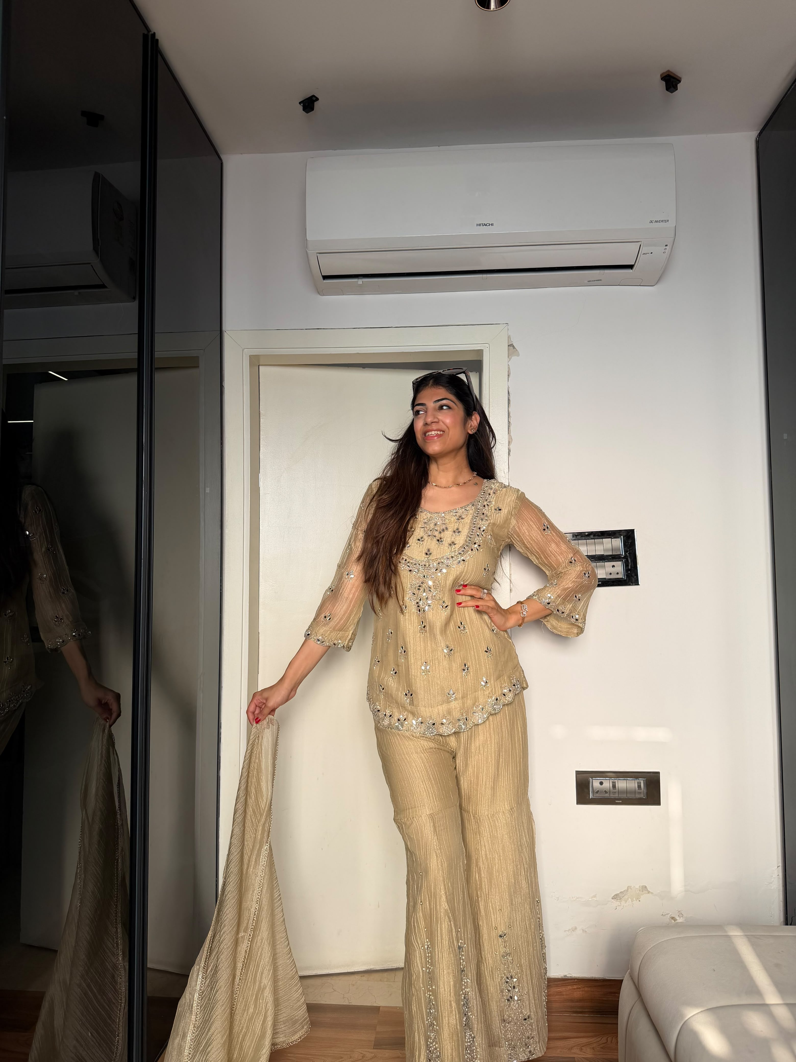 Salsa fabrc 3 pc suit with mirror work