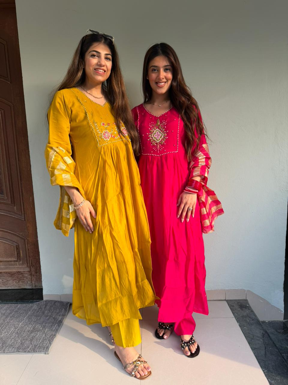 Cotton muslin-3pc suit with embroidery