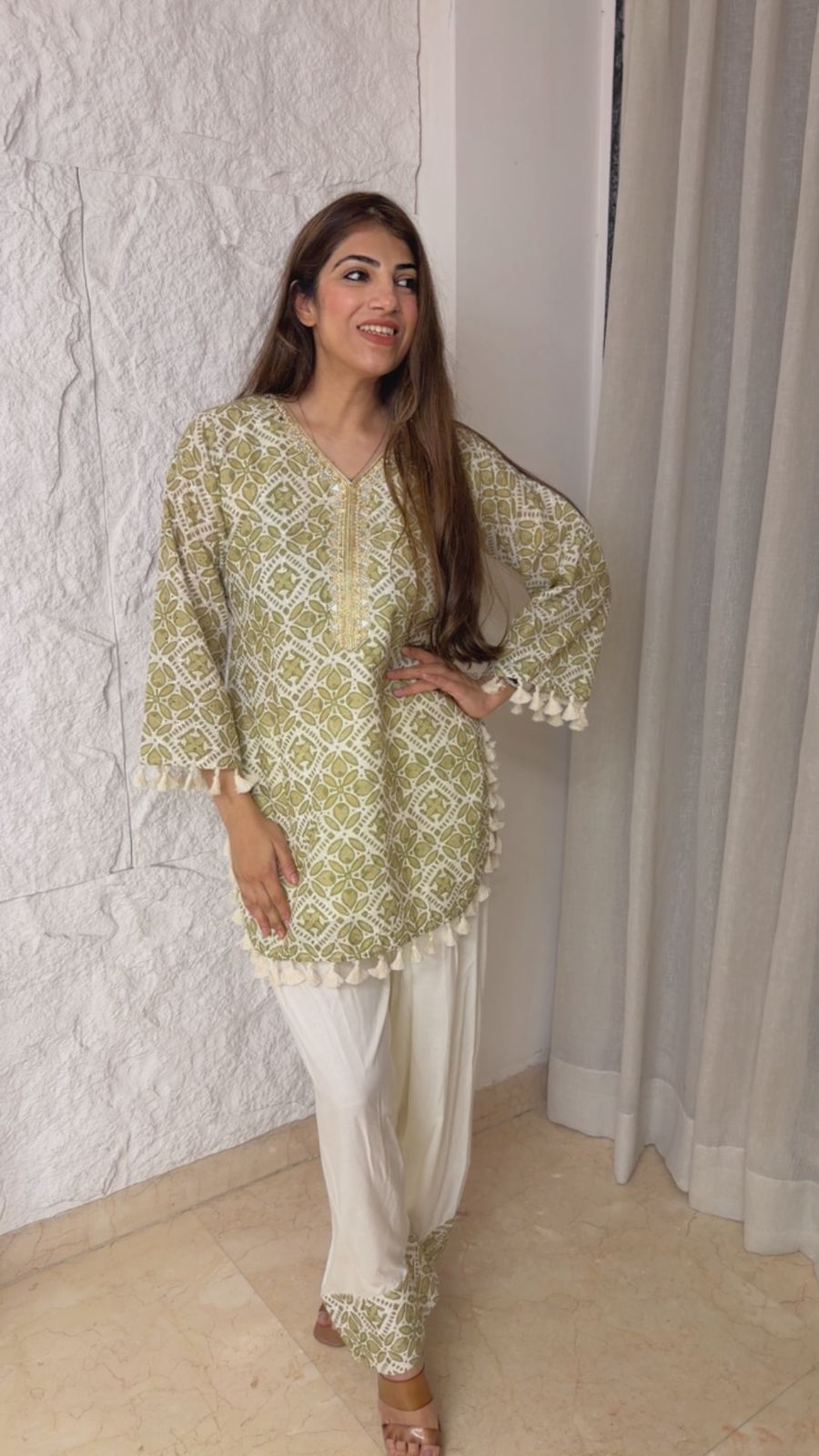 Cotton farshi 2 pc set with bell sleeves
