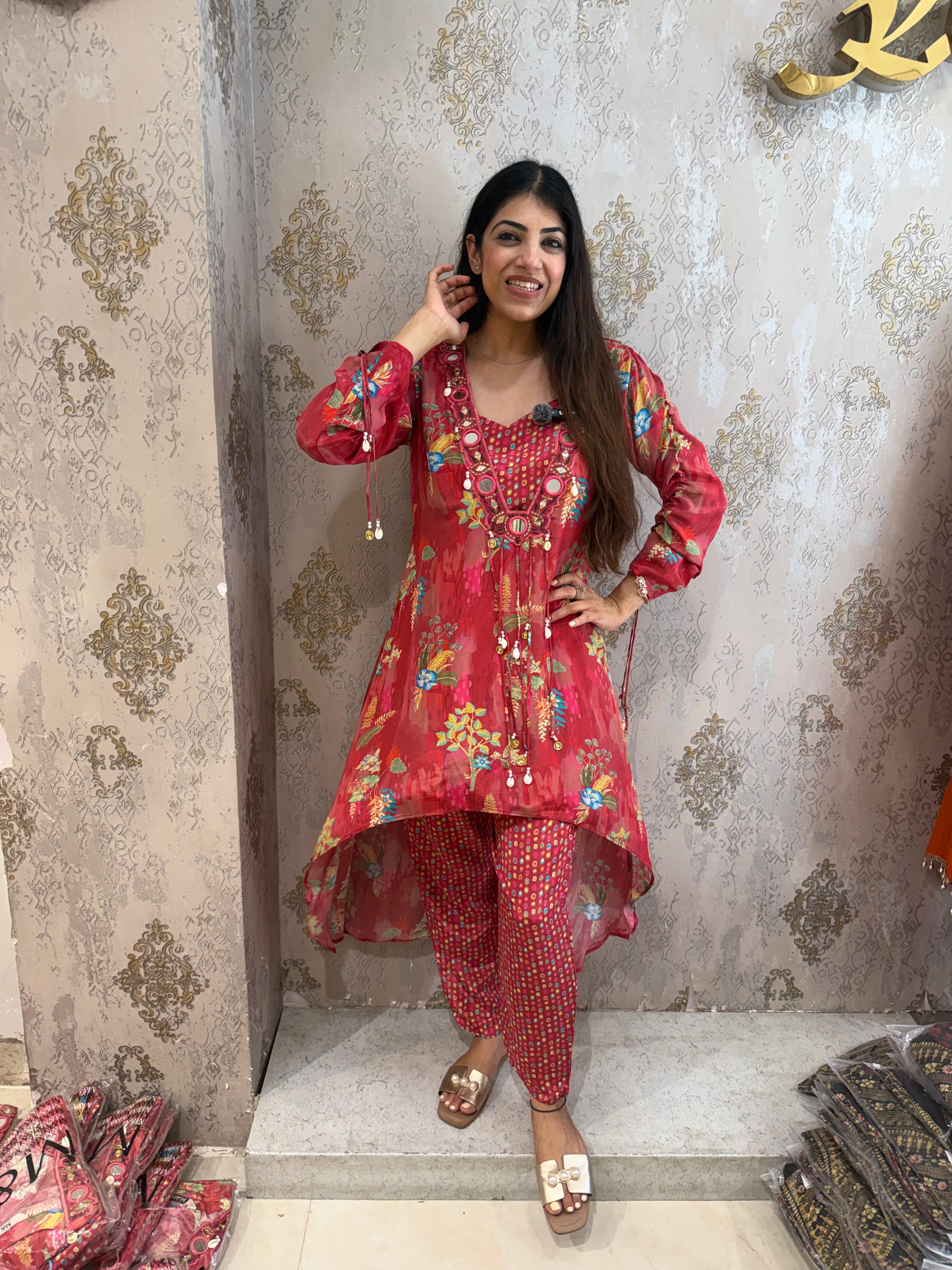Pure crepe indo-western set with pants & separate-inner